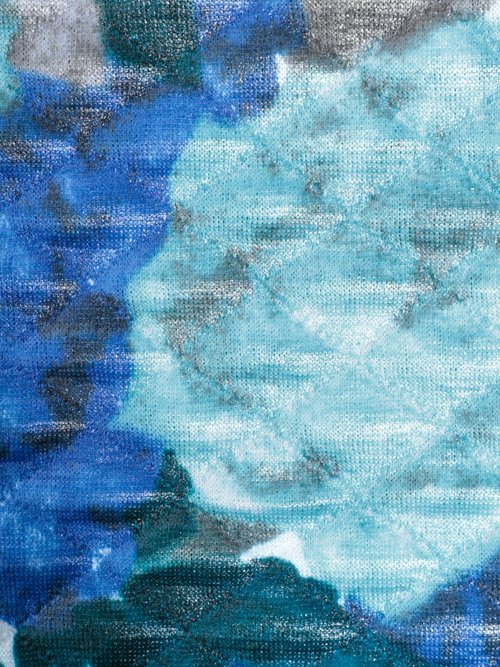 Coupon jersey surpiqûres, hortensias BLEU COT143092 DE2