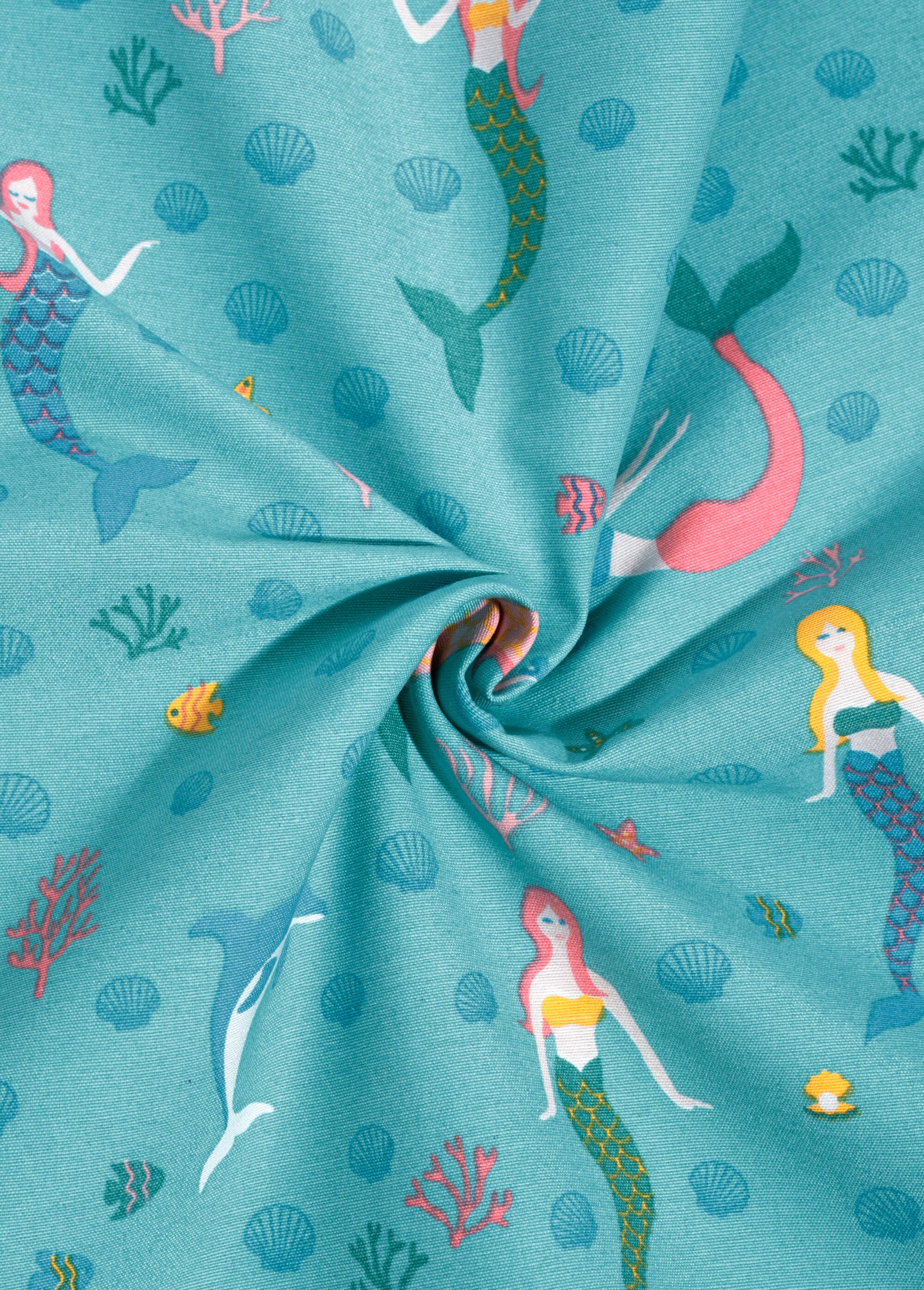 Coupon tissu déco sirènes, 2x1,4m BLEU COT149883 FA1