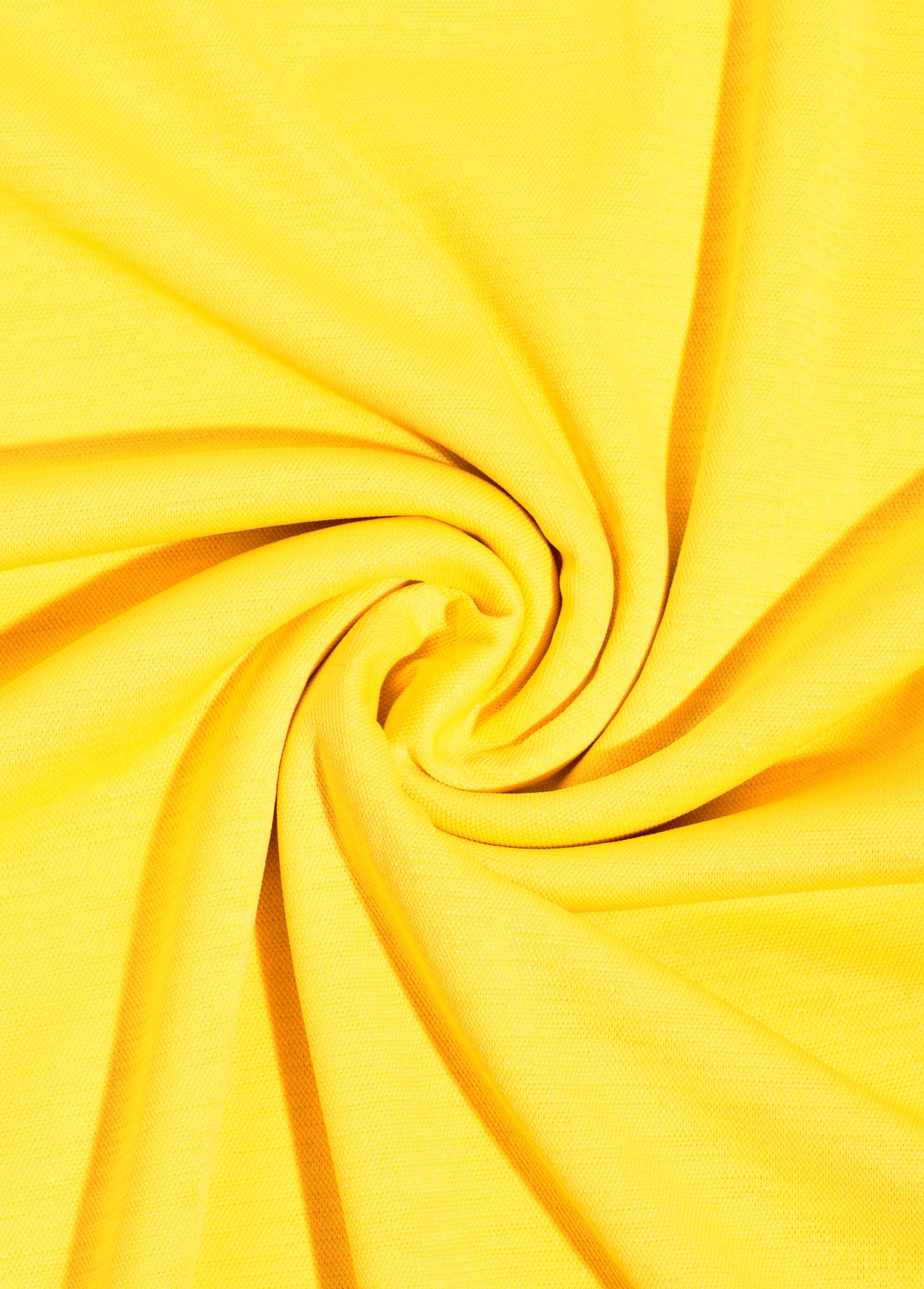 Coupon tissu habillement maille polo vif JAUNE COT140451 FA1