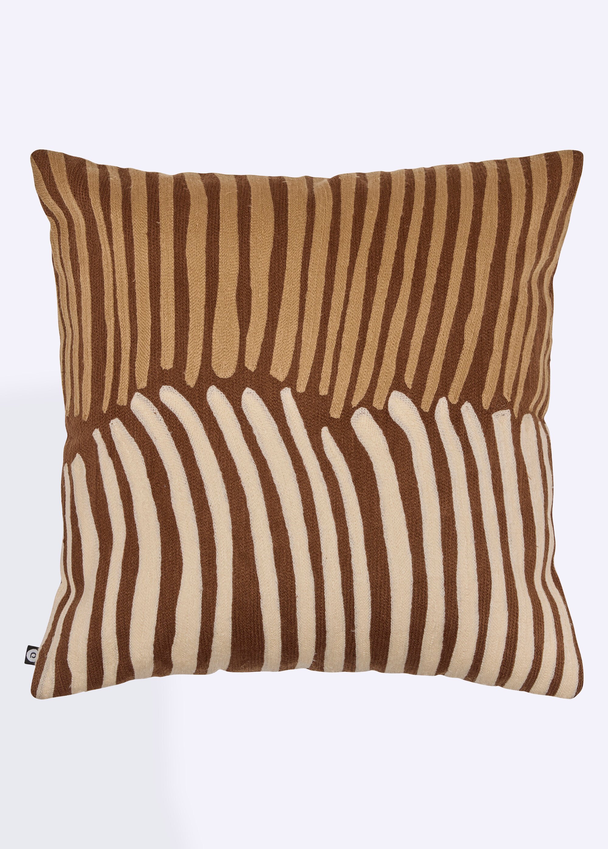 Coussin déhoussable, motif brodé Hary Marron JJA-194335K FA1