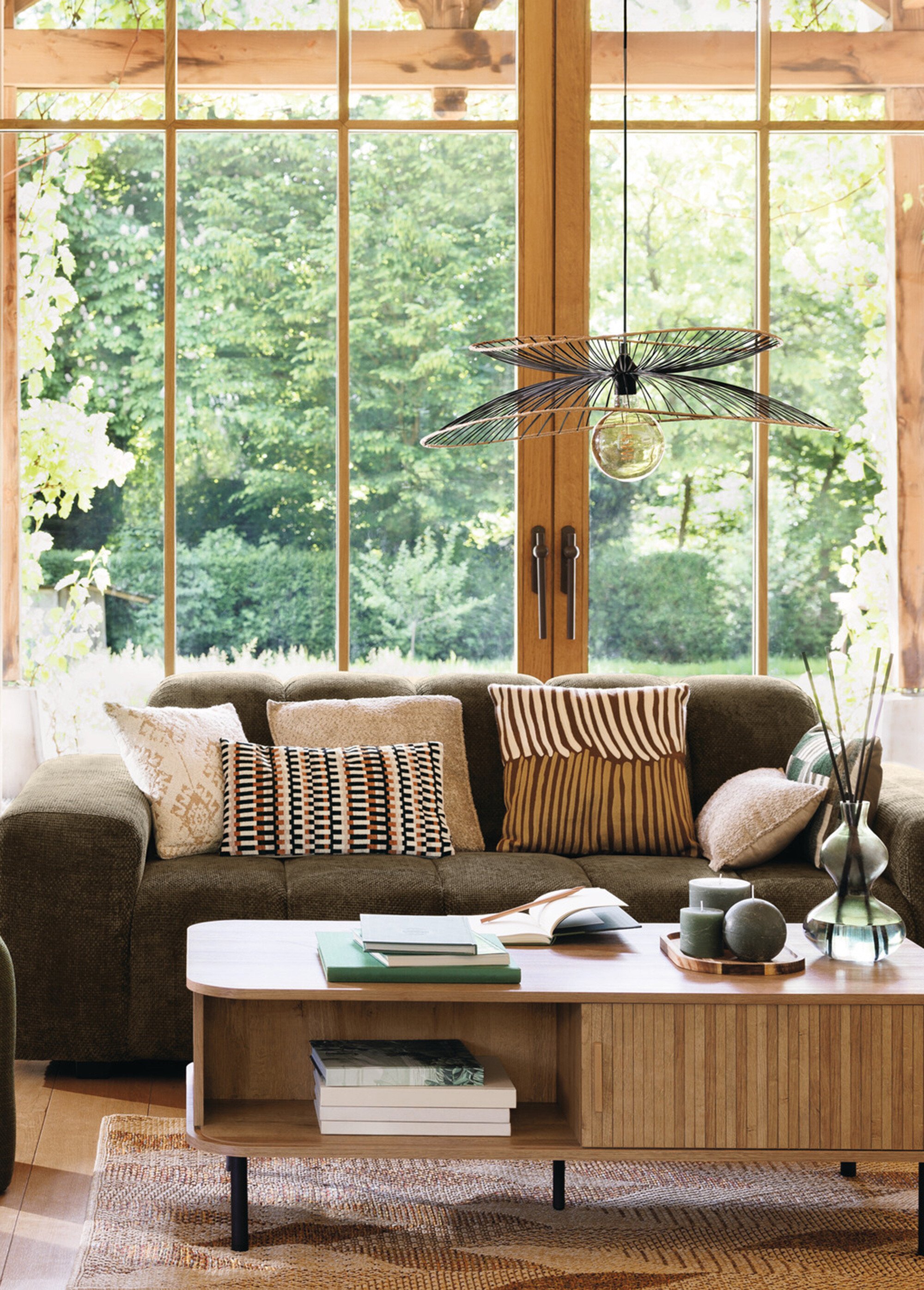 Coussin déhoussable, motif brodé Hary Marron JJA-194335K SI1