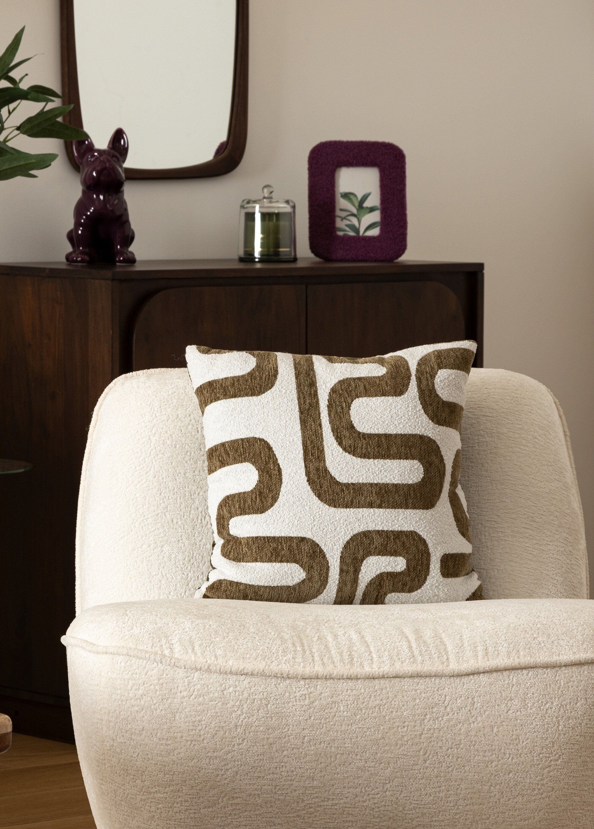 Coussin jacquard chenille, Safina Marron JJA-204484B SI2