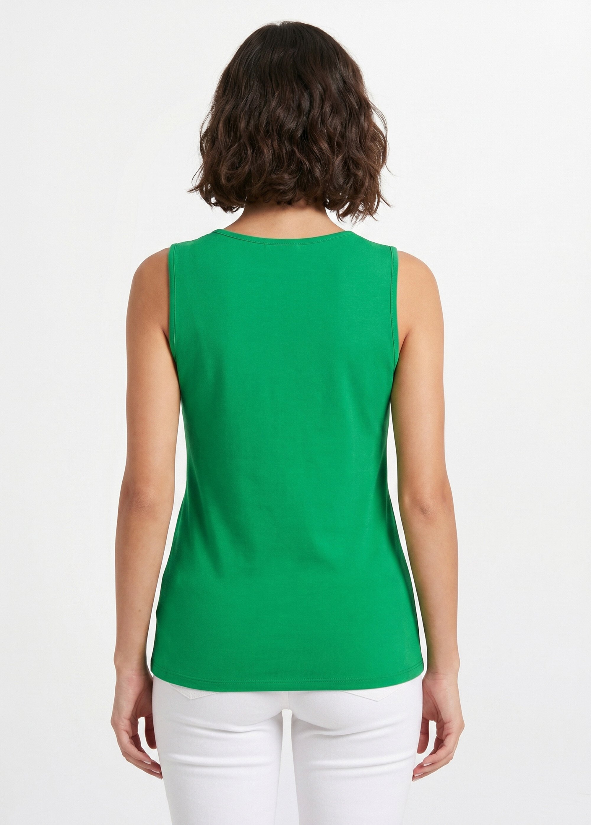 Débardeur col V ajouré brodé Femme Vert CHAVOY DO1