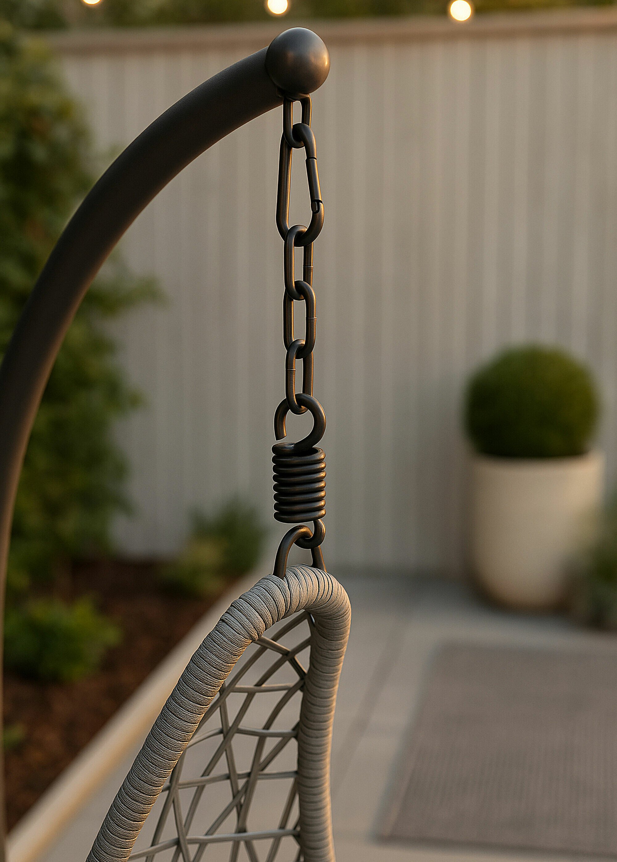 Fauteuil suspendu tressé + coussins GRIS VEN-1018-404 DE1