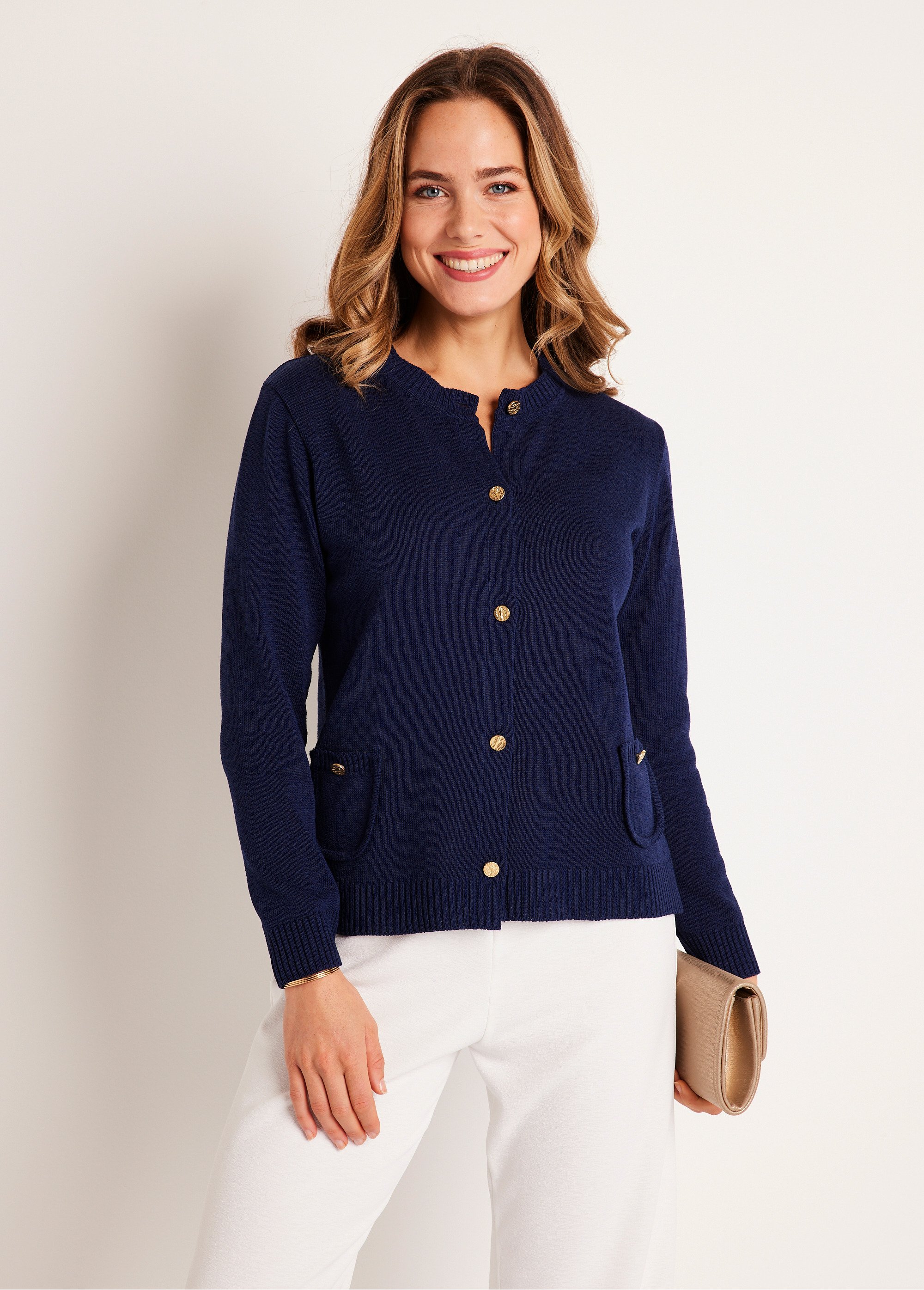 Gilet cardigan court boutonné