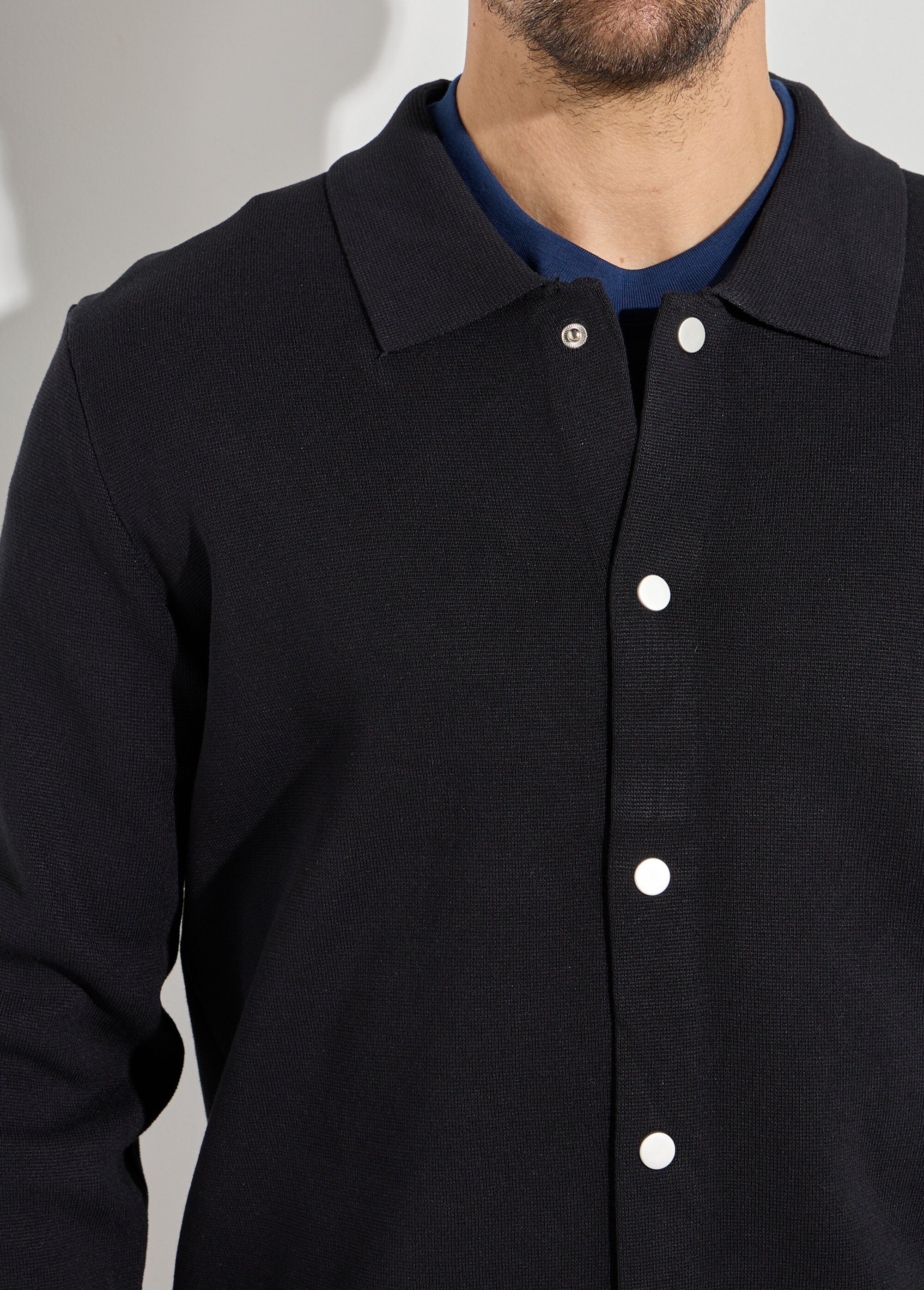 Gilet pressionné en maille jacquard Homme Noir FRIDZ24754 DE2