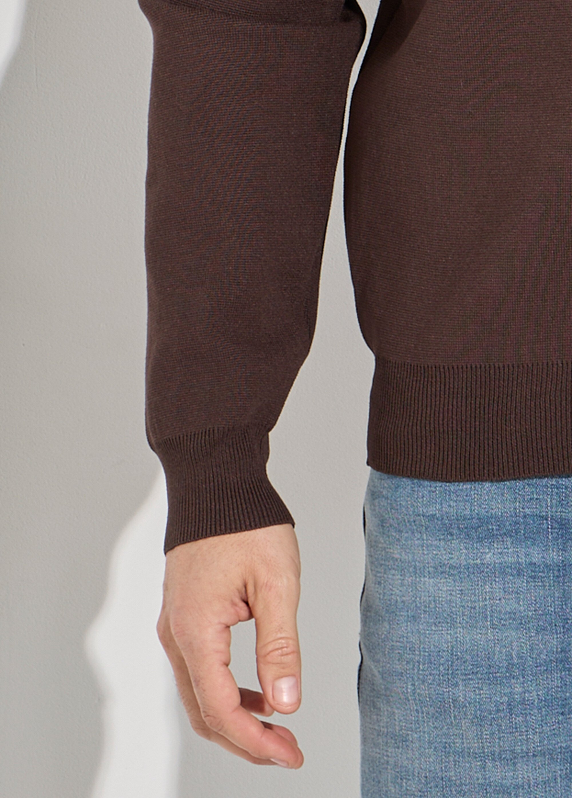 Gilet pressionné en maille jacquard Homme Marron FRIDZ24754 DE2