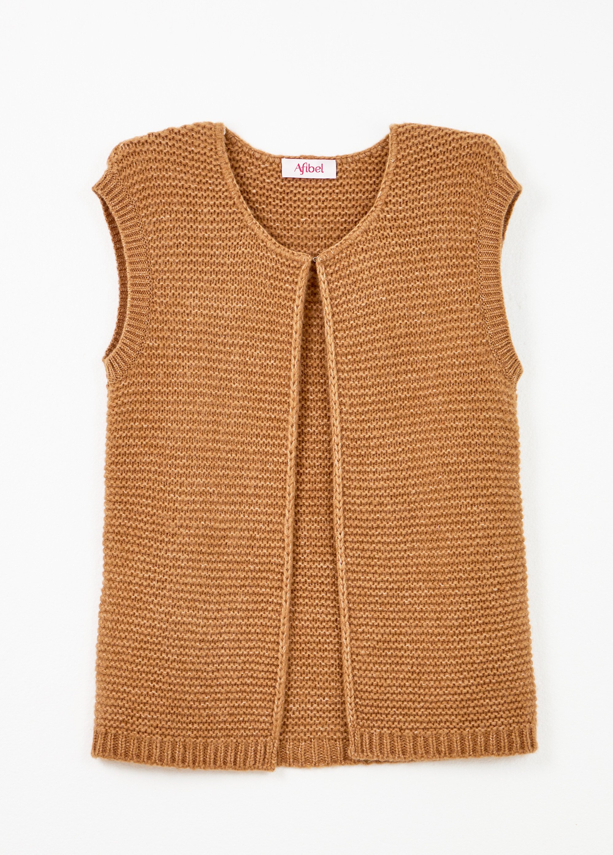 Gilet sans manches maille reliefée Femme Marron PRIEUR AP1