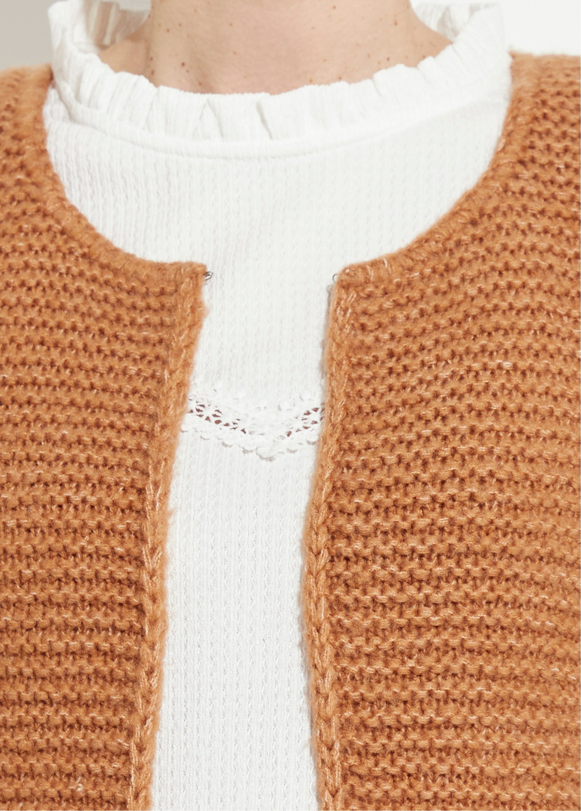 Gilet sans manches maille reliefée Femme Marron PRIEUR DE1