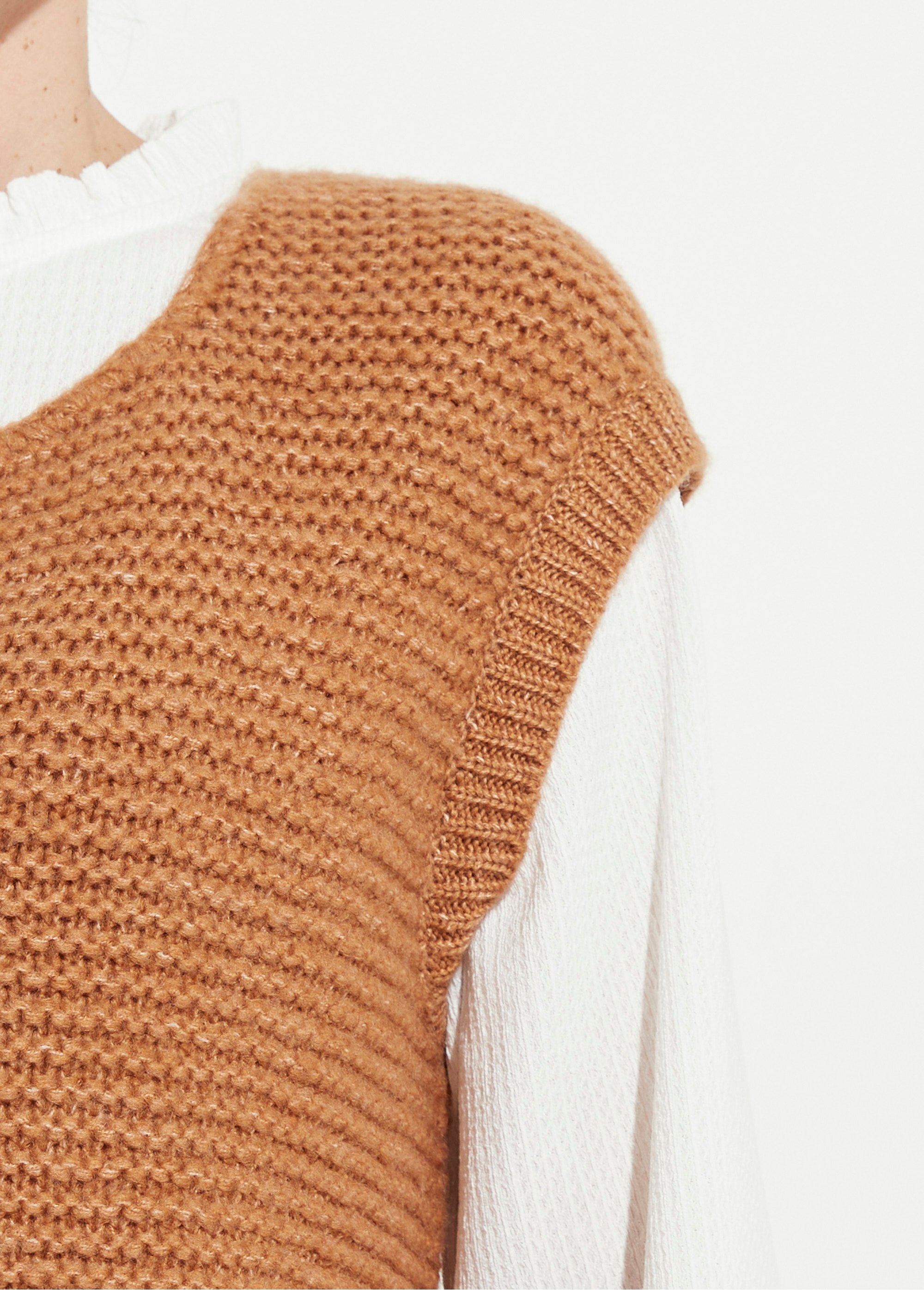 Gilet sans manches maille reliefée Femme Marron PRIEUR DE2