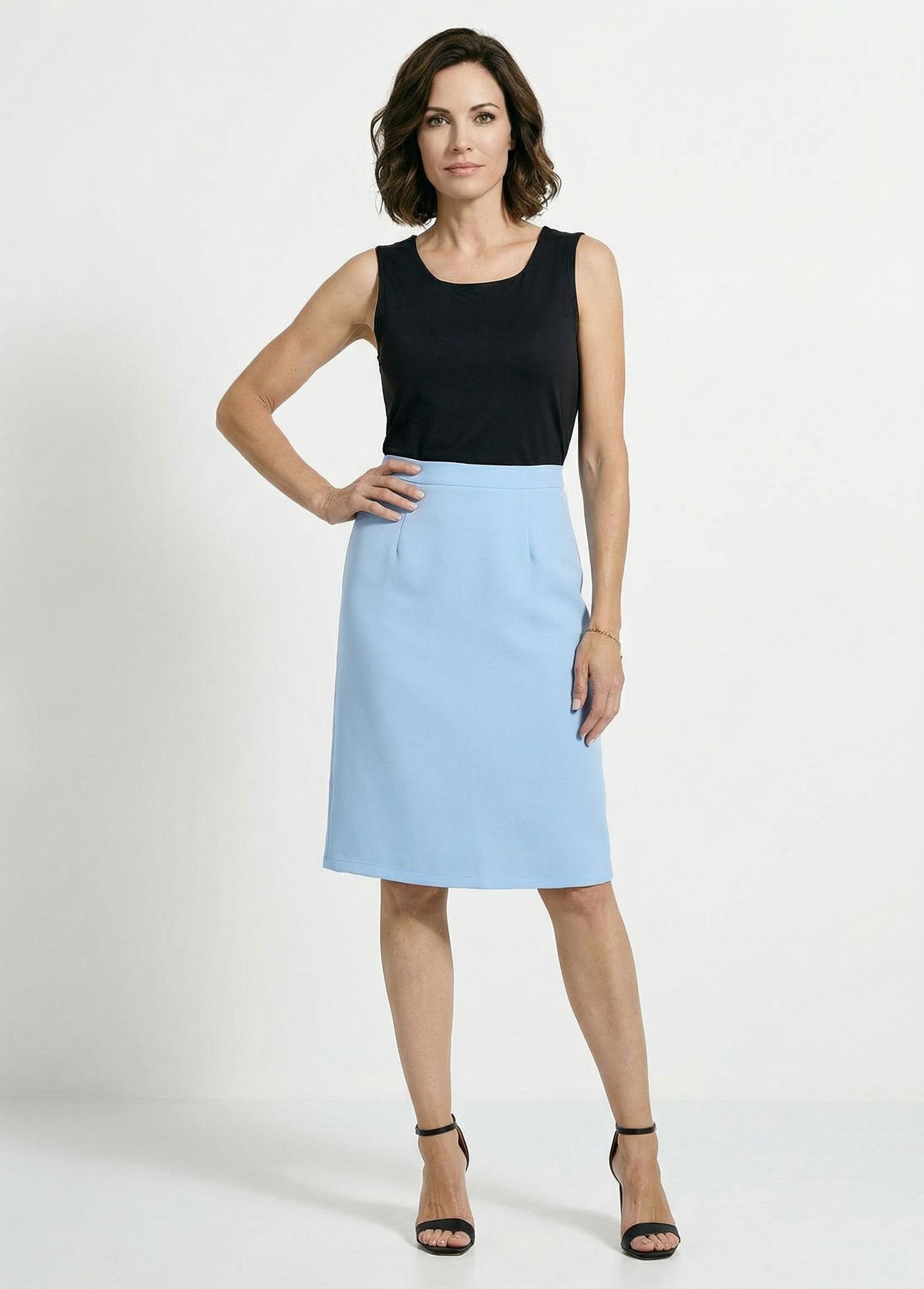 Jupe unie droite mi longue Femme BLEU CIEL LAFFONT MV1