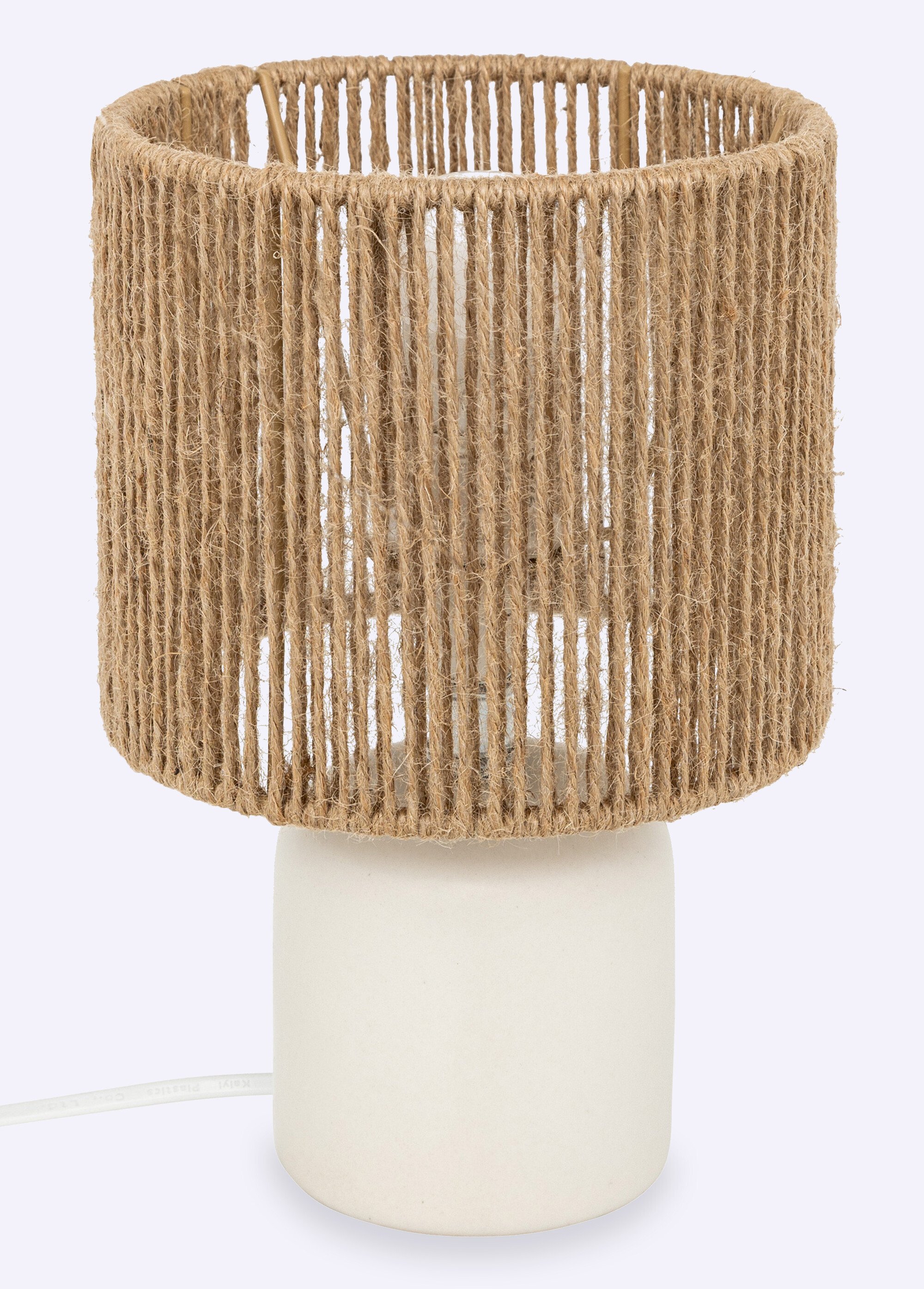 Lampe en céramique et chanvre tressé BLANC JJA-202668 FA1