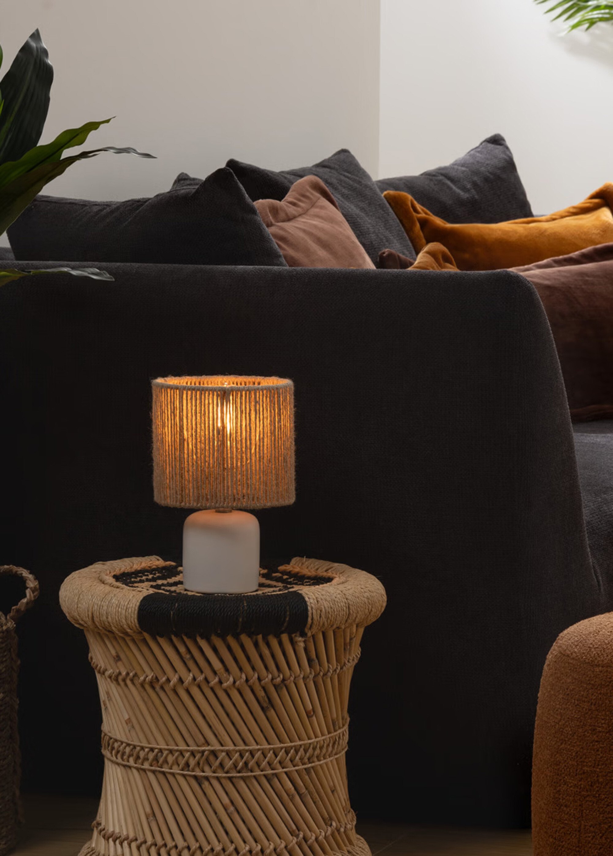 Lampe en céramique et chanvre tressé BLANC JJA-202668 SI1