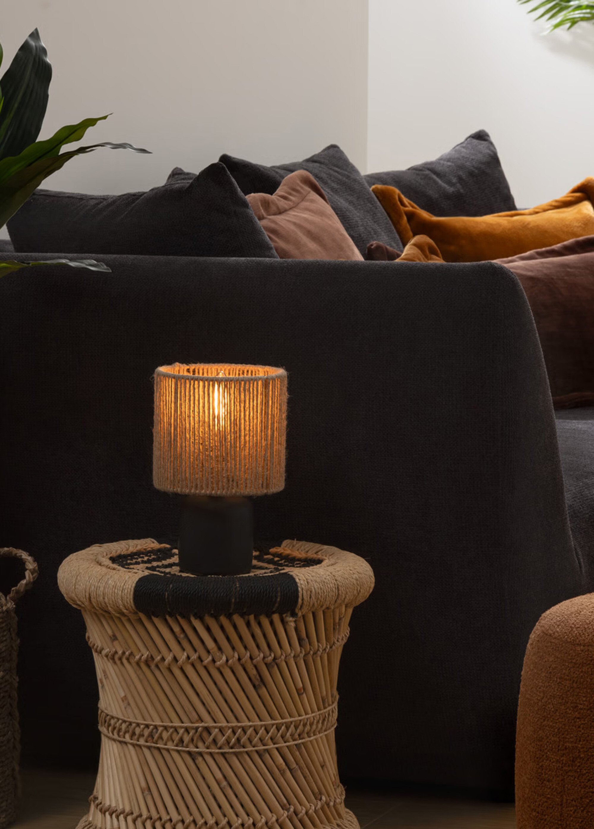 Lampe en céramique et chanvre tressé NOIR JJA-202668 SI1