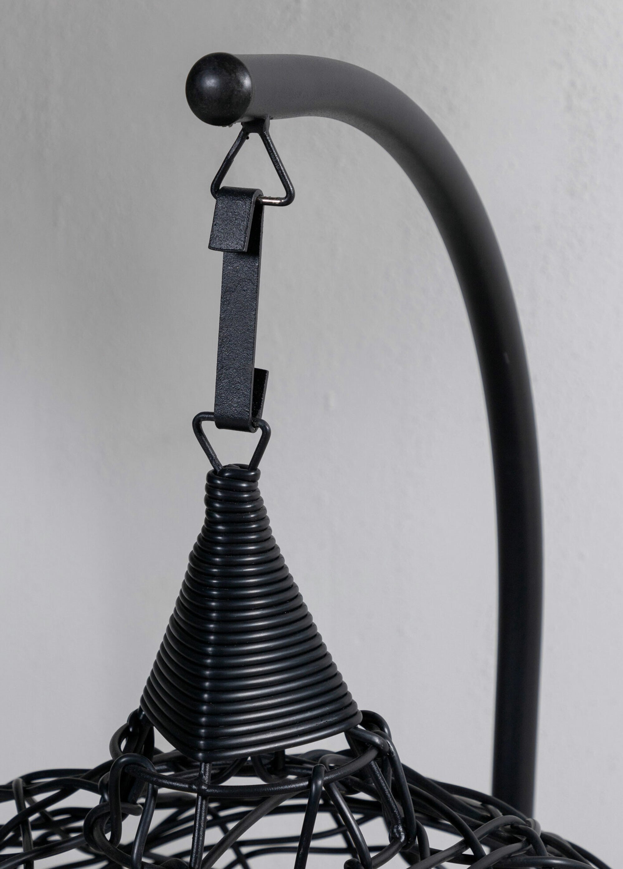 Mini fauteuil suspendu tressé + coussin NOIR VEN-1019-408 DE1