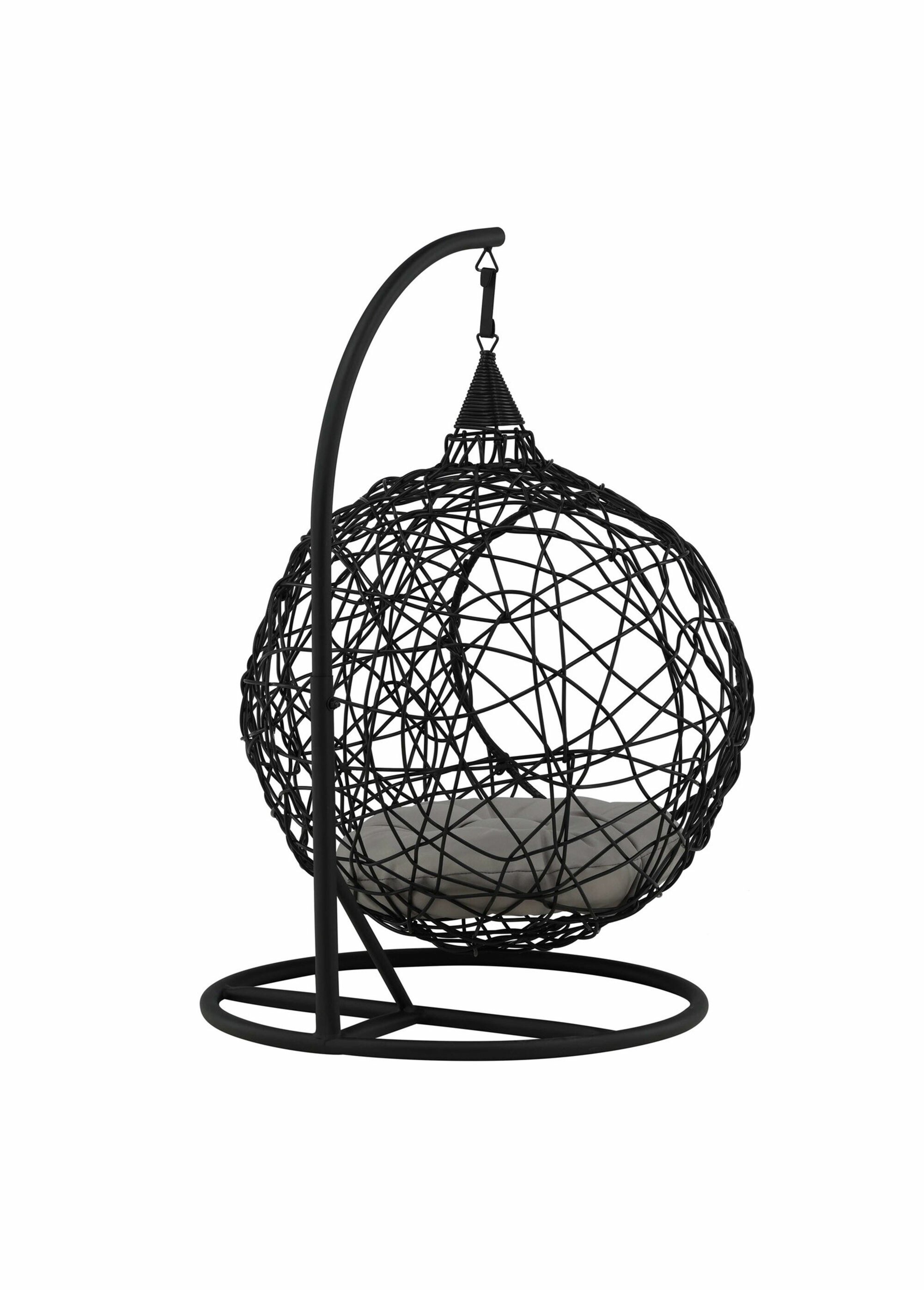 Mini fauteuil suspendu tressé + coussin NOIR VEN-1019-408 DO1