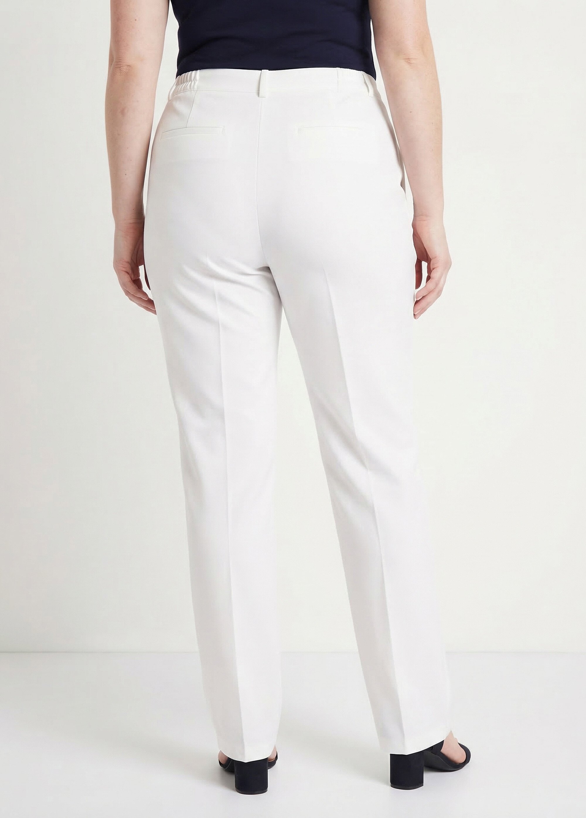 Pantalon droit uni taille semi élastiquée