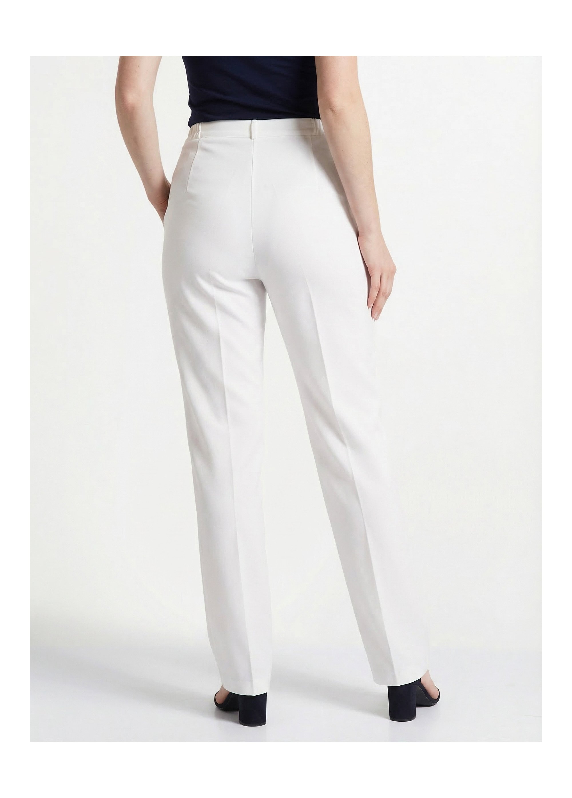 Pantalon droit uni taille semi élastiquée