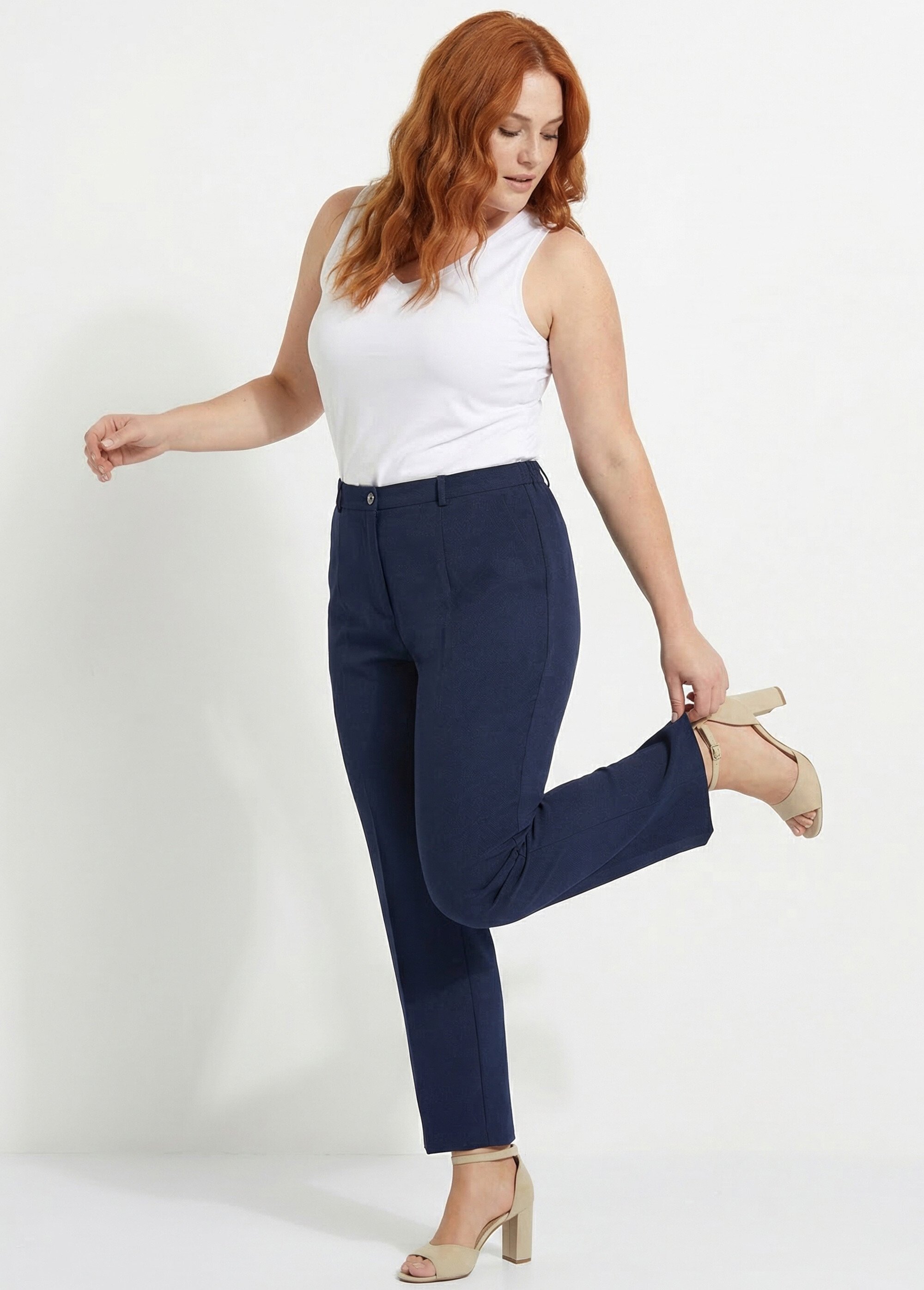 Pantalon femme uni droit Afibel taille réglable Taille XL