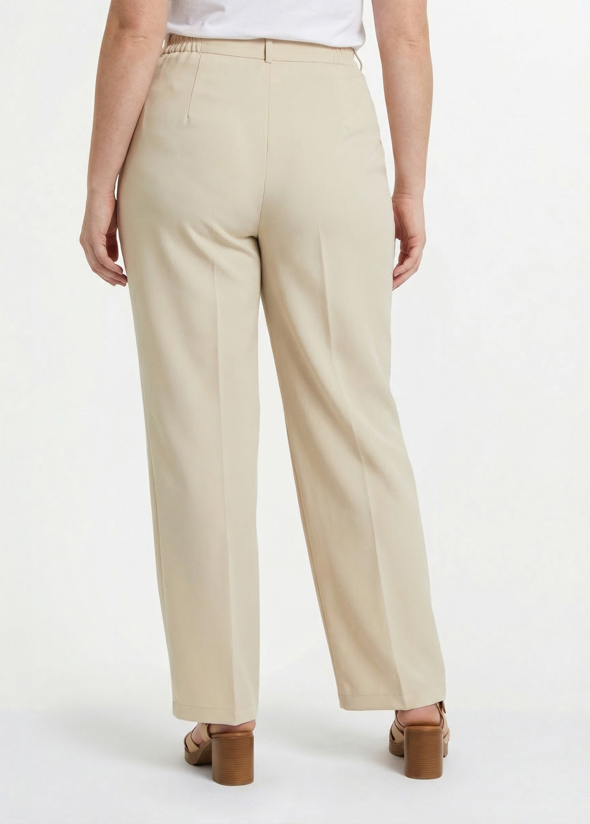 Pantalon droit uni taille semi élastiquée
