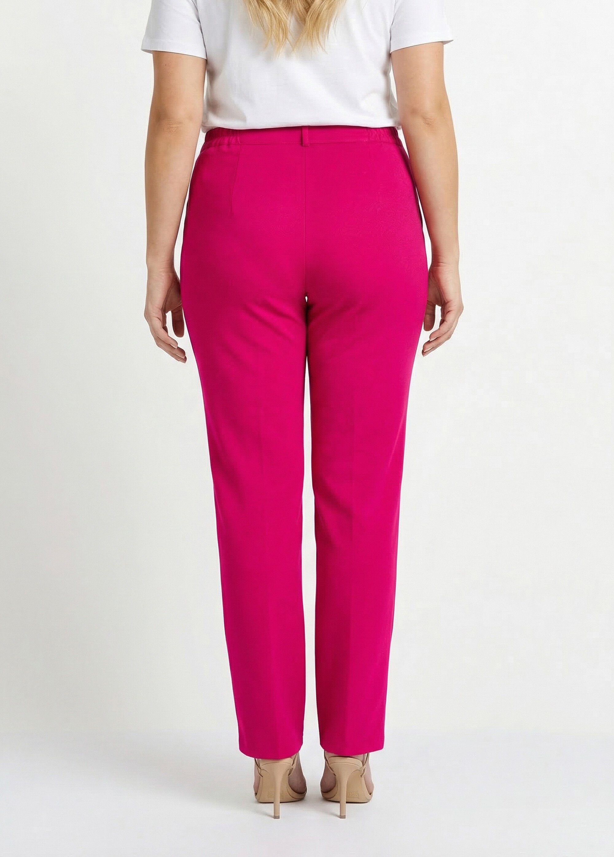 Pantalon droit uni taille semi élastiquée