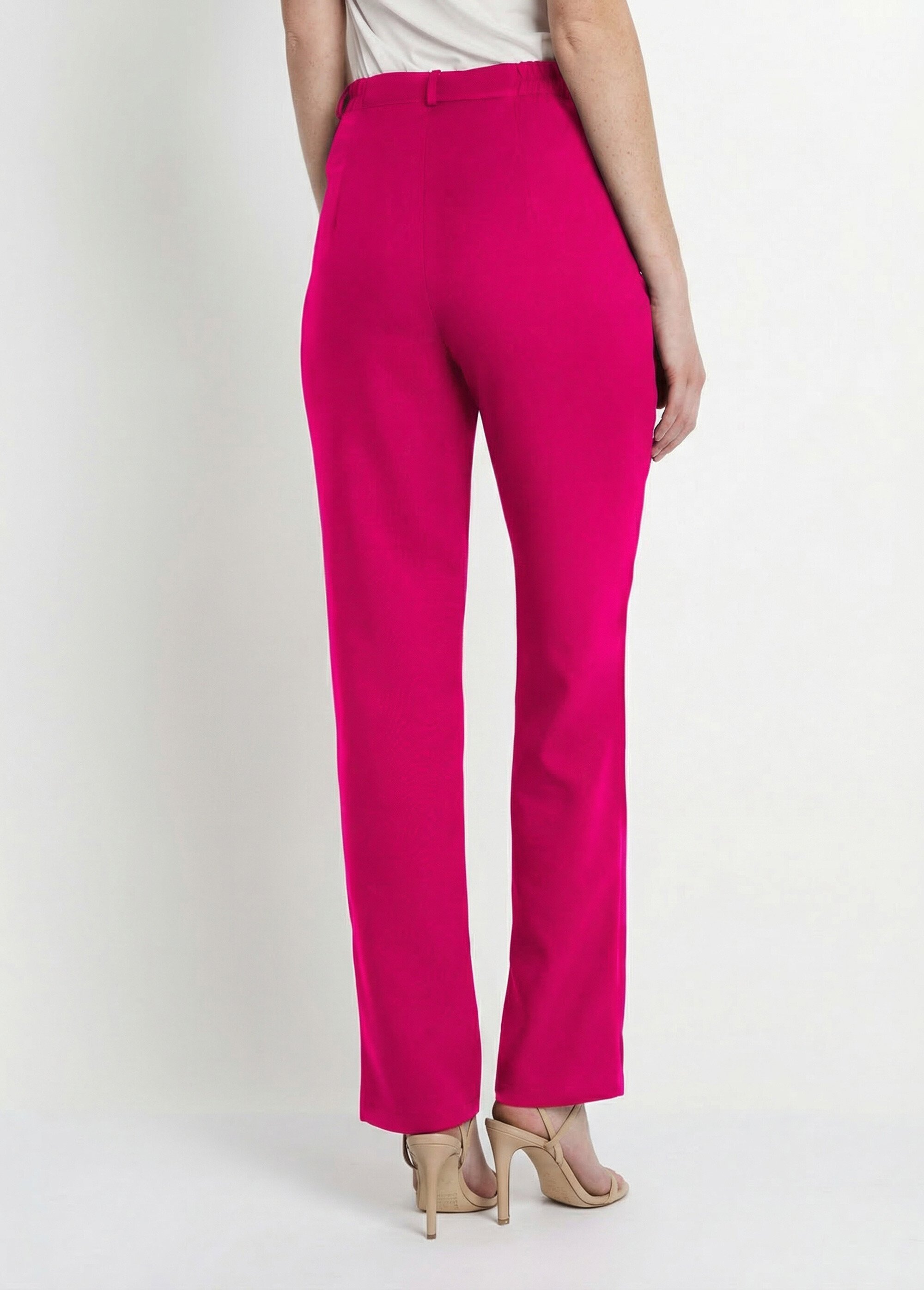 Pantalon droit uni taille semi élastiquée Femme Rose NAVARRO DO1