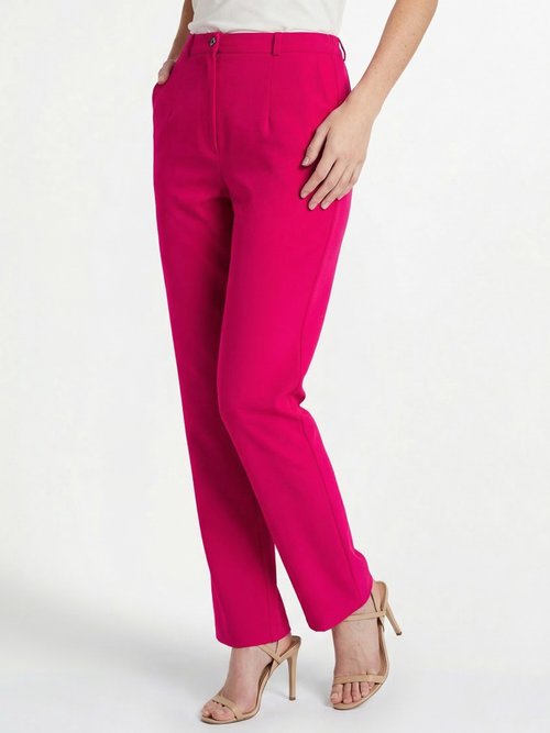 Pantalon droit uni taille semi élastiquée Femme Rose NAVARRO FA1