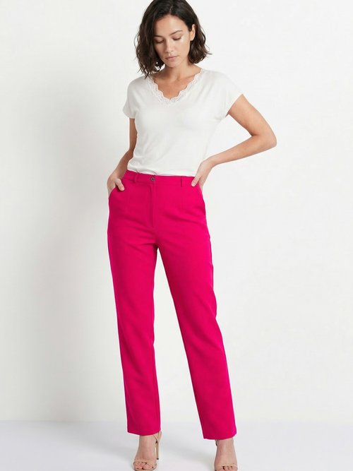 Pantalon droit uni taille semi élastiquée Femme Rose NAVARRO MV1