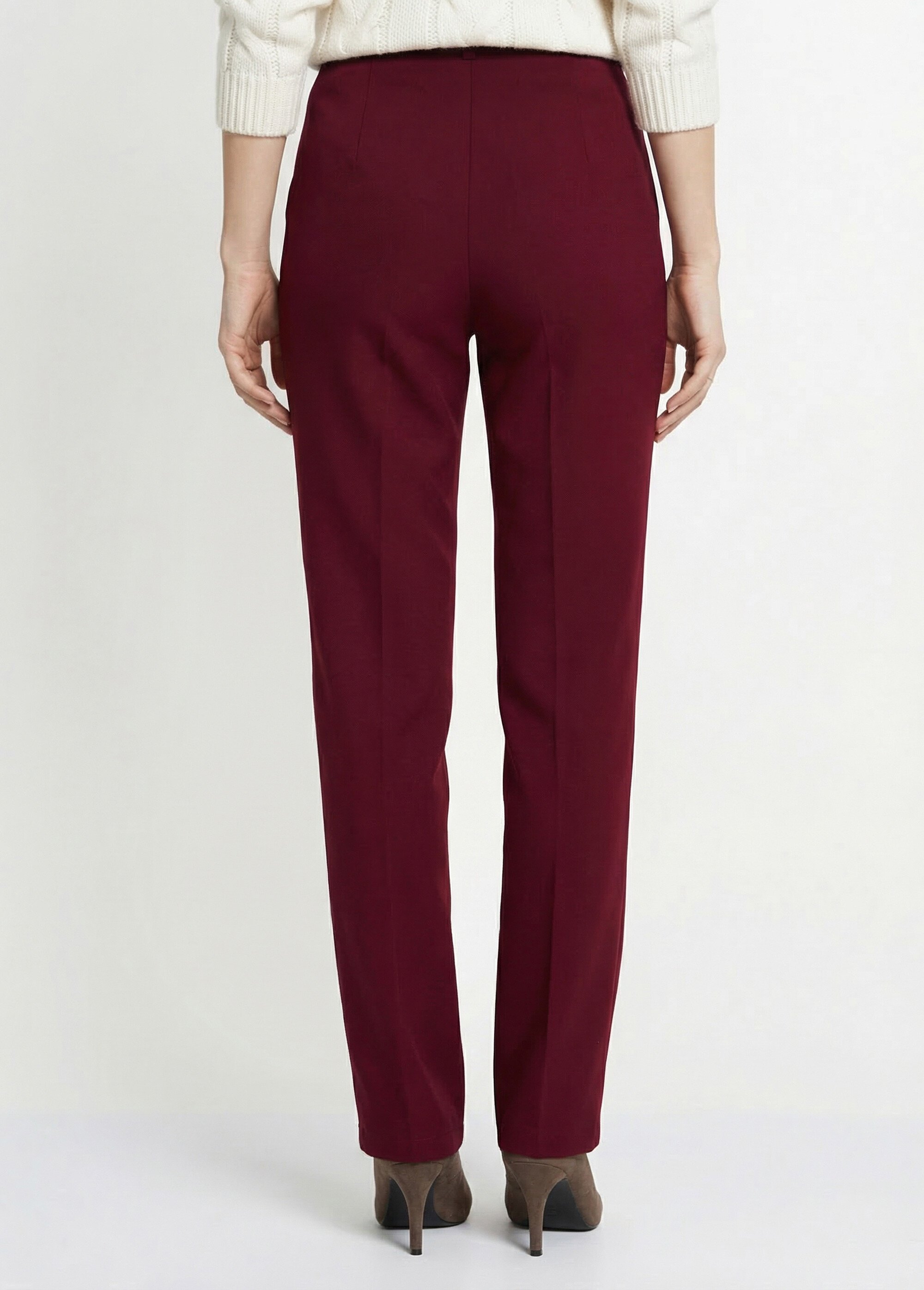 Pantalon droit uni taille semi élastiquée Femme Rouge NAVARRO DO1