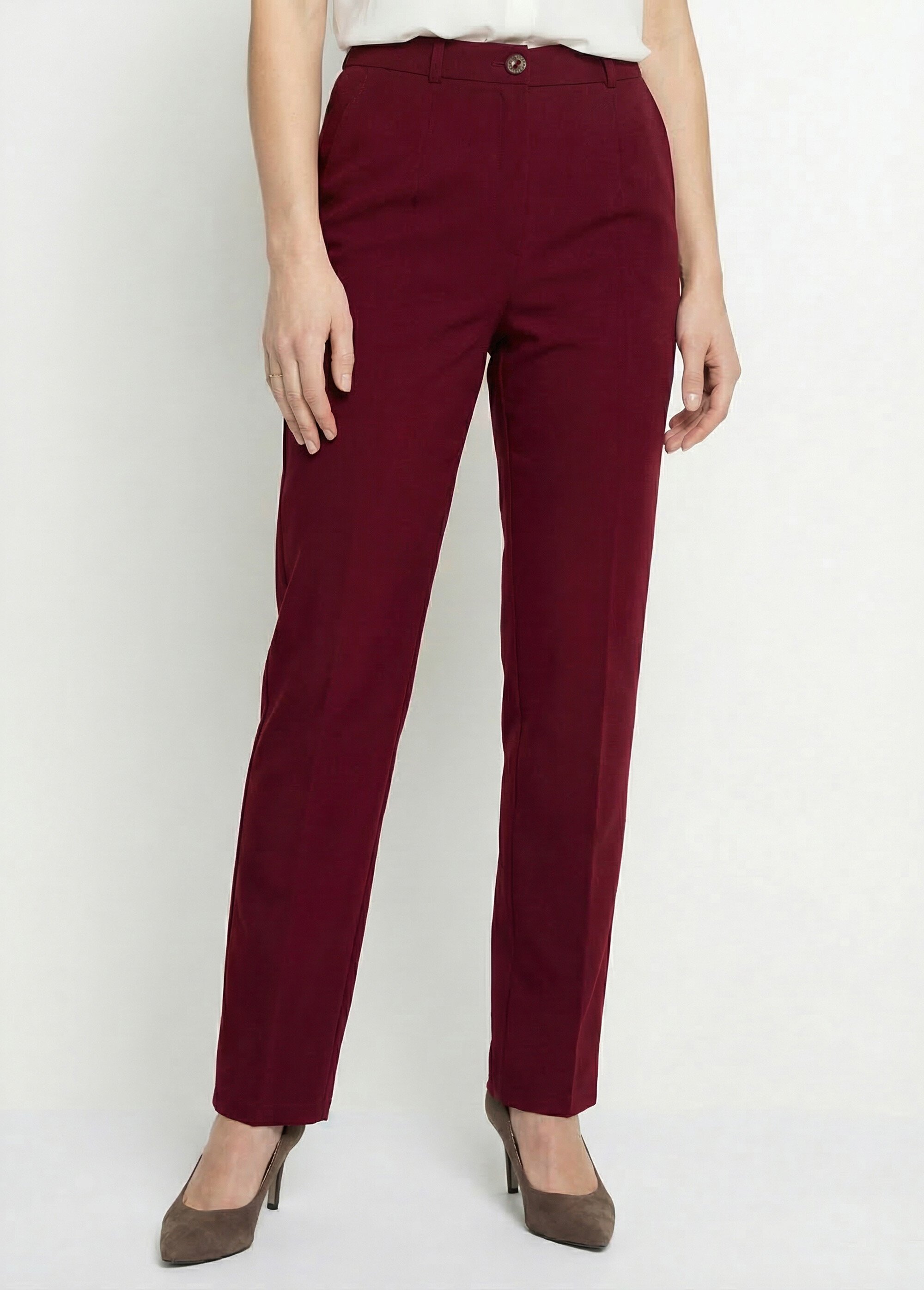 Pantalon droit uni taille semi élastiquée Femme Rouge NAVARRO FA1