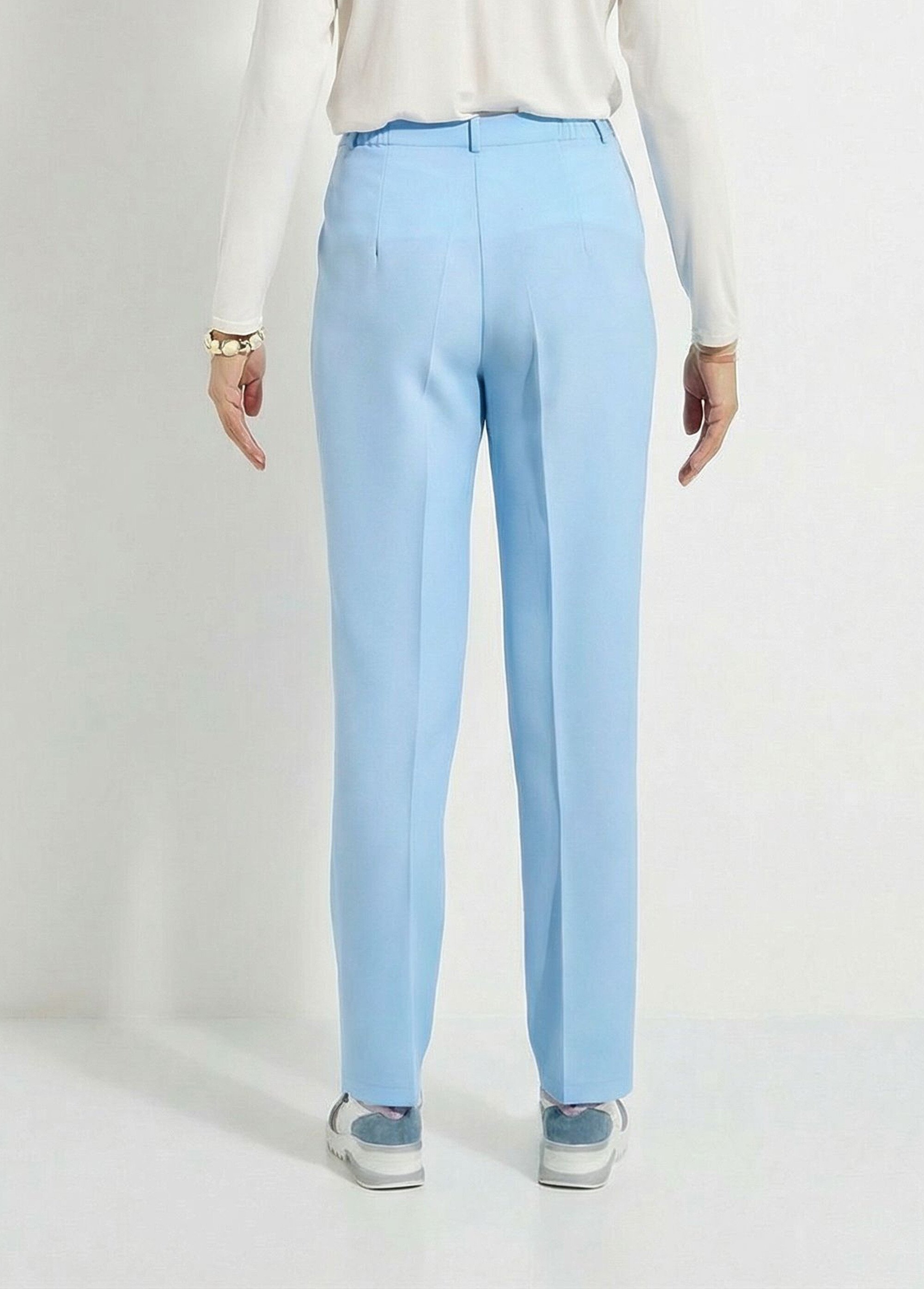 Pantalon droit uni taille semi élastiquée Femme BLEU CIEL NAVARRO DO1