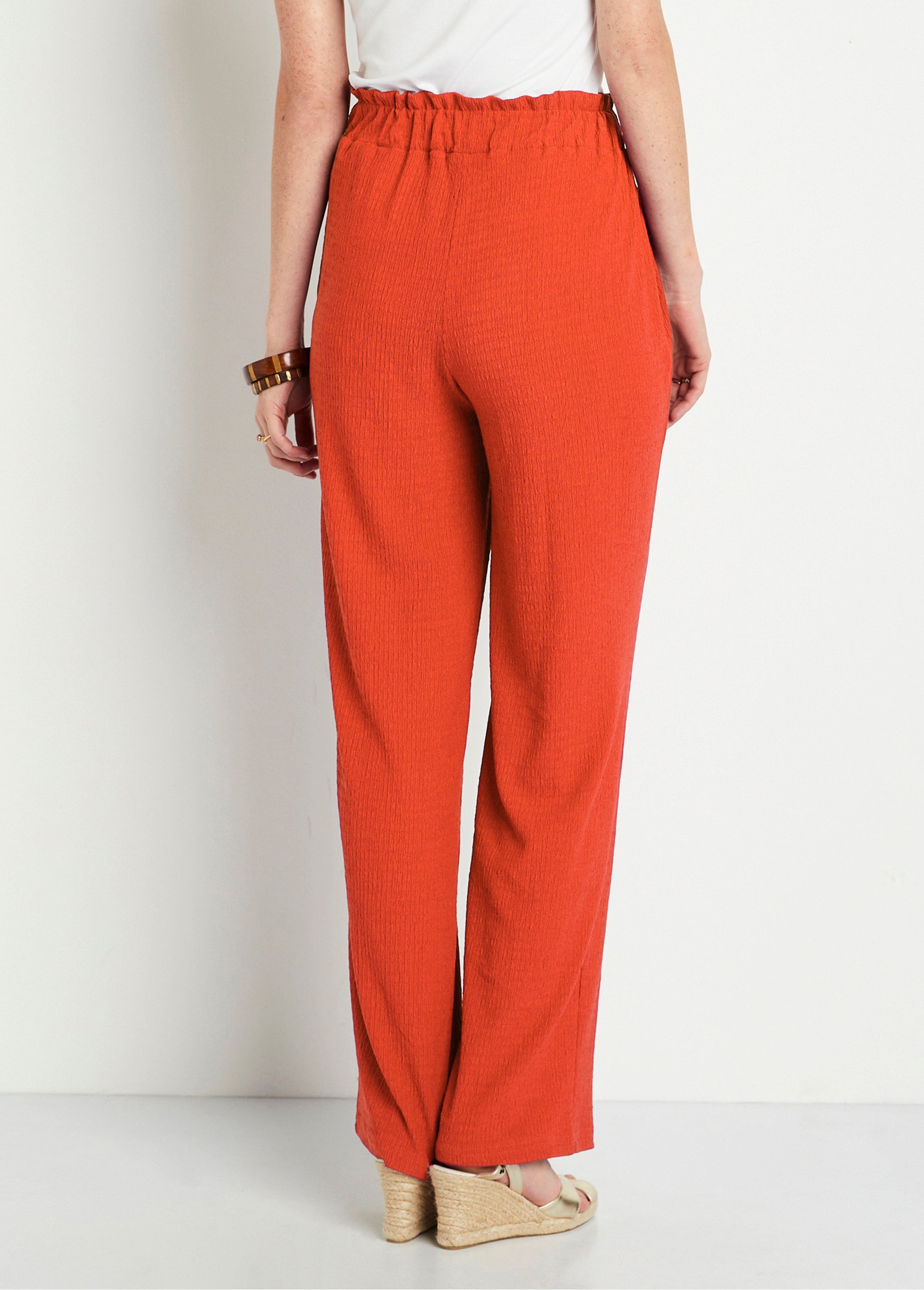 Pantalon large taille élastiquée maille