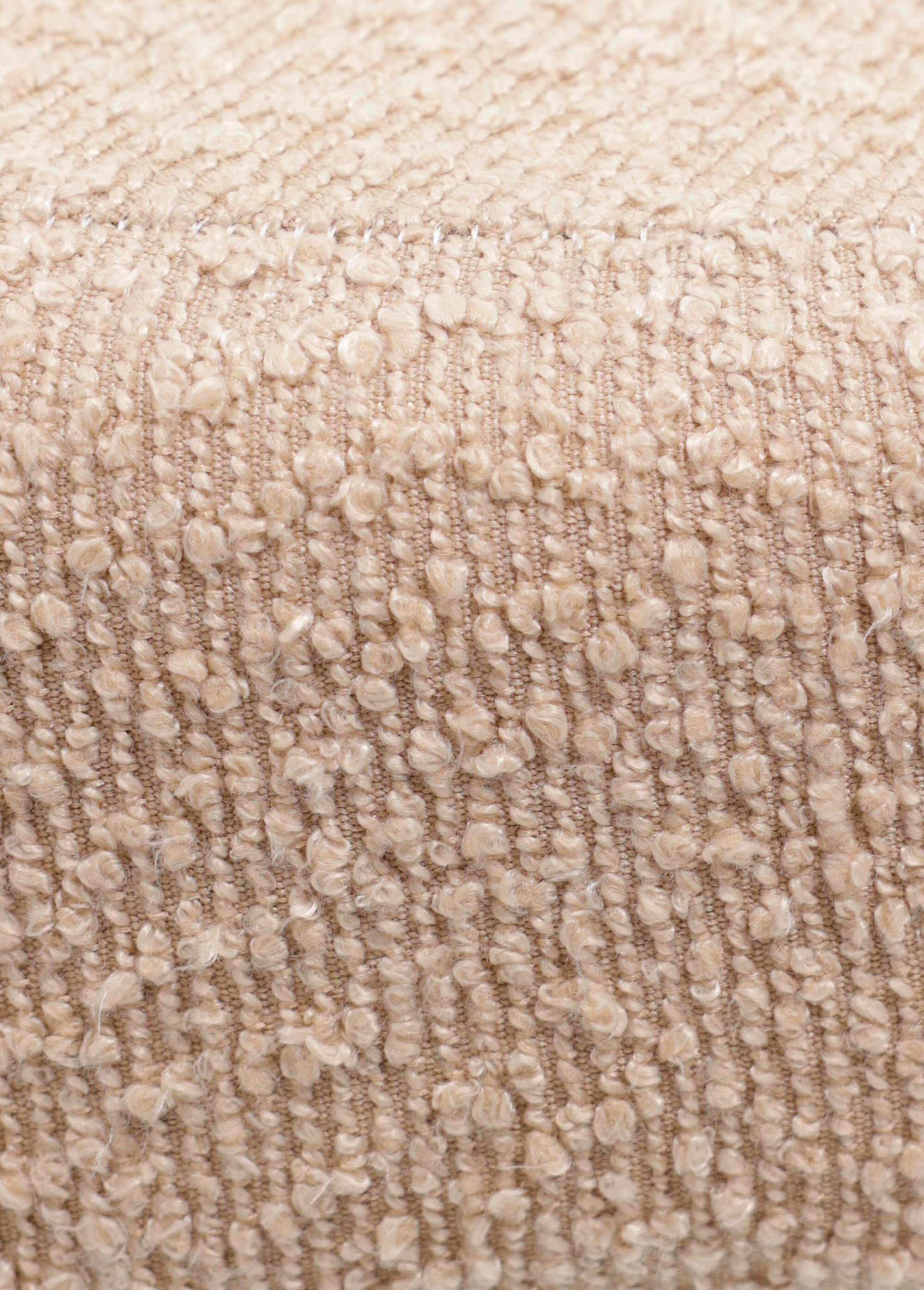 Pouf en métal, coussin aspect laineux