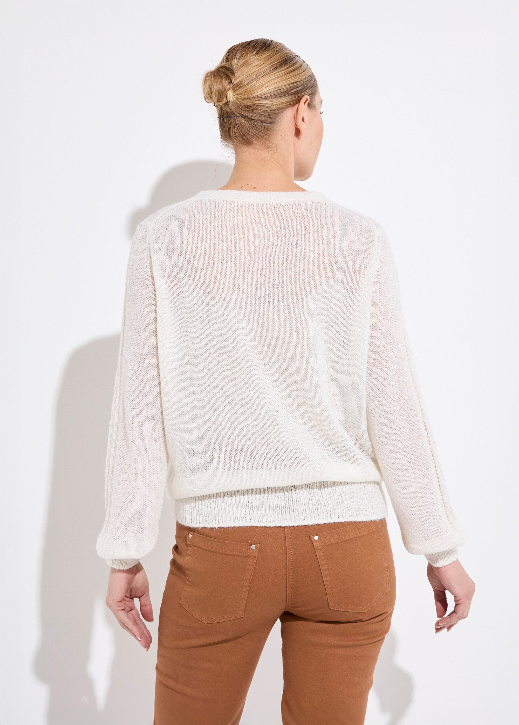 Pull doux cache-coeur avec alpaga et mohair Femme Beige PACOME DO1