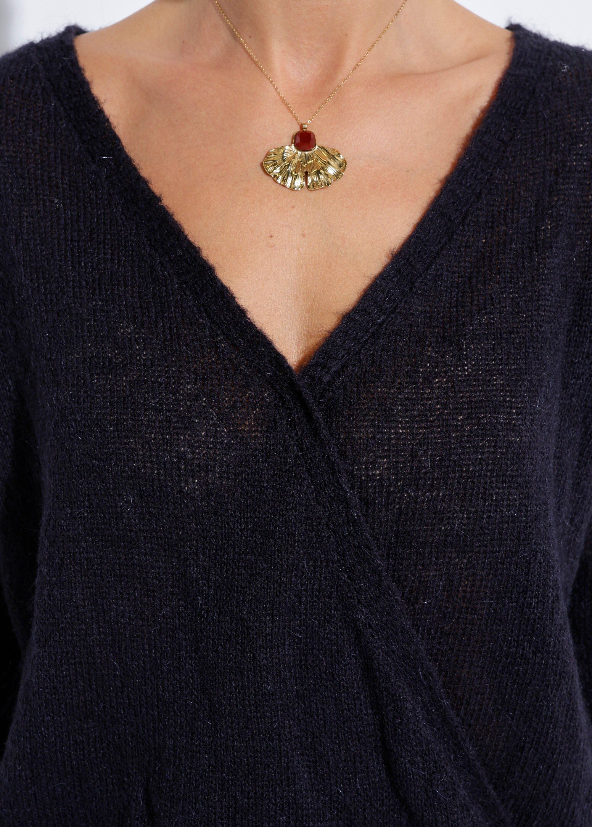Pull doux cache-coeur avec alpaga et mohair Femme Noir PACOME DE1