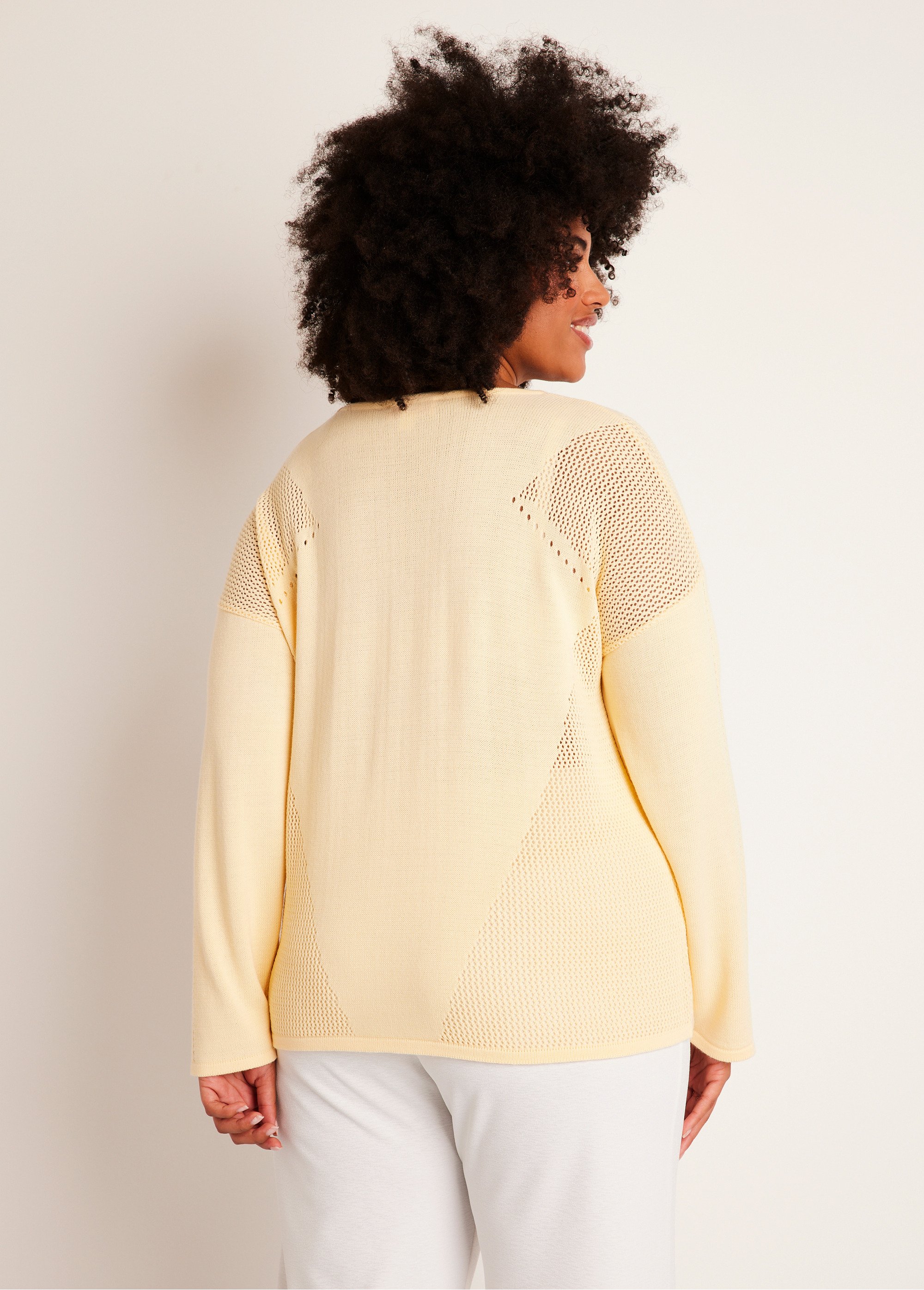 Pull fin ajouré manches longues