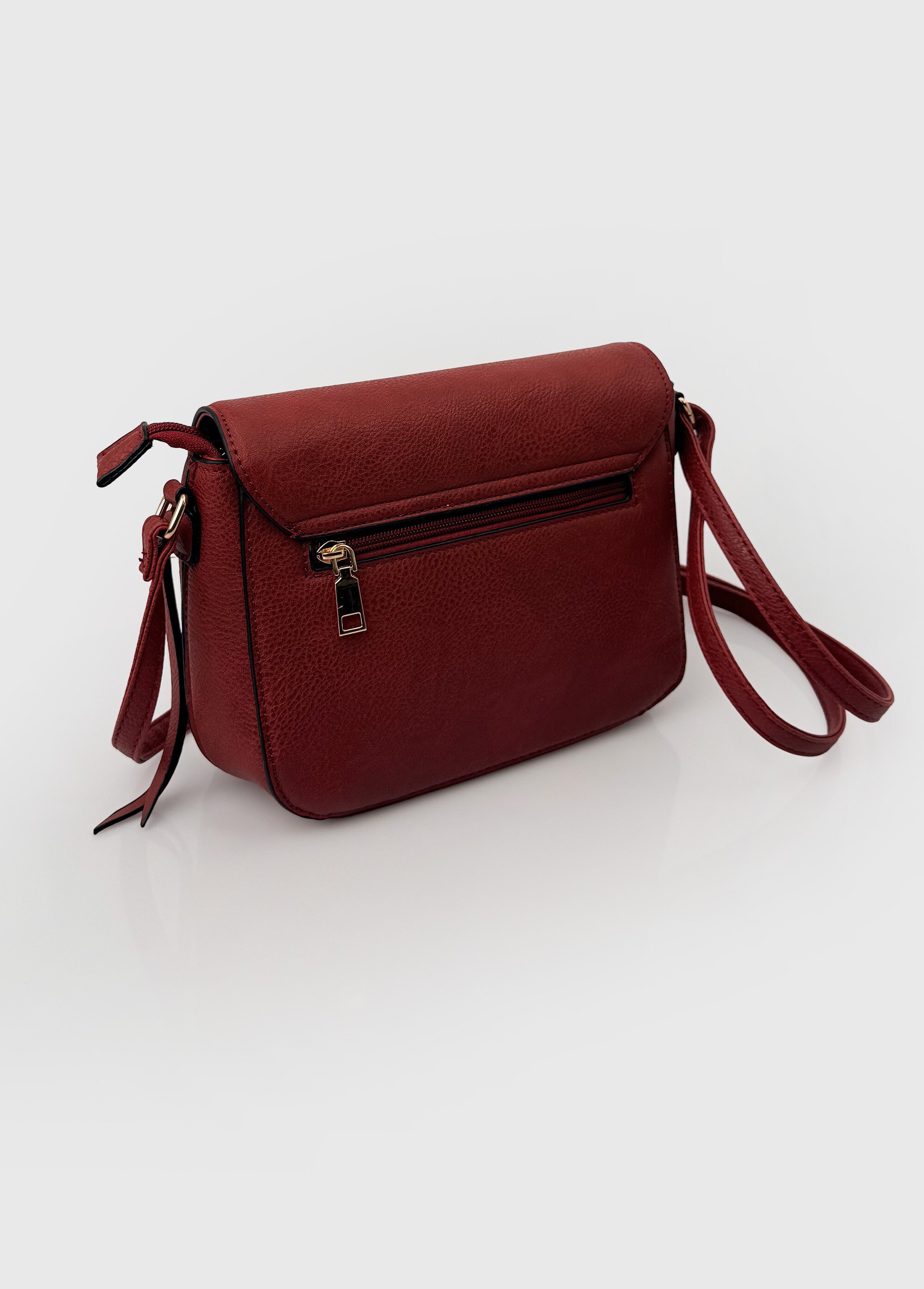 Sac à main compact rabat pressionné Femme Rouge BAG-M-147 DE1