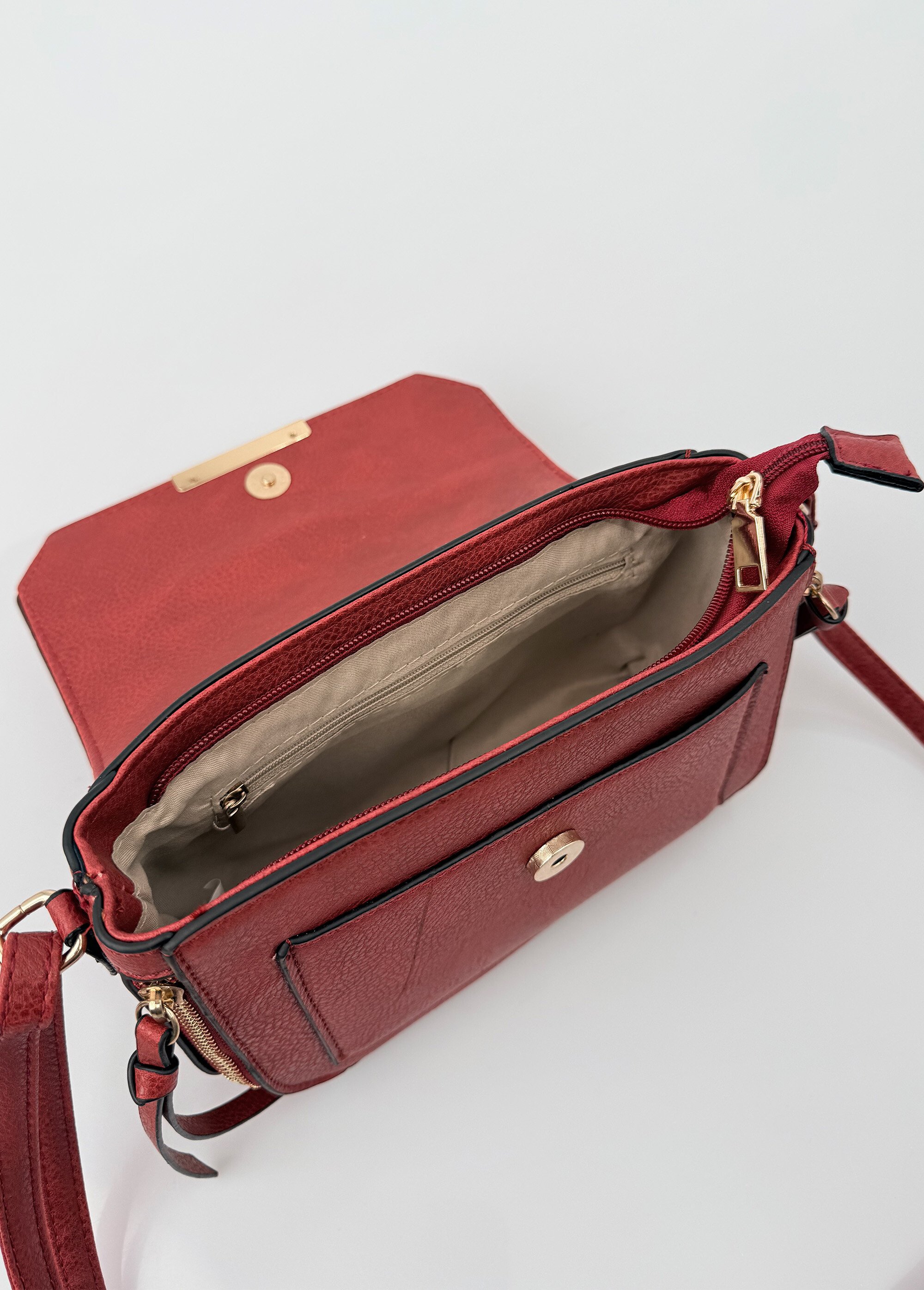 Sac à main compact rabat pressionné Femme Rouge BAG-M-147 DE2