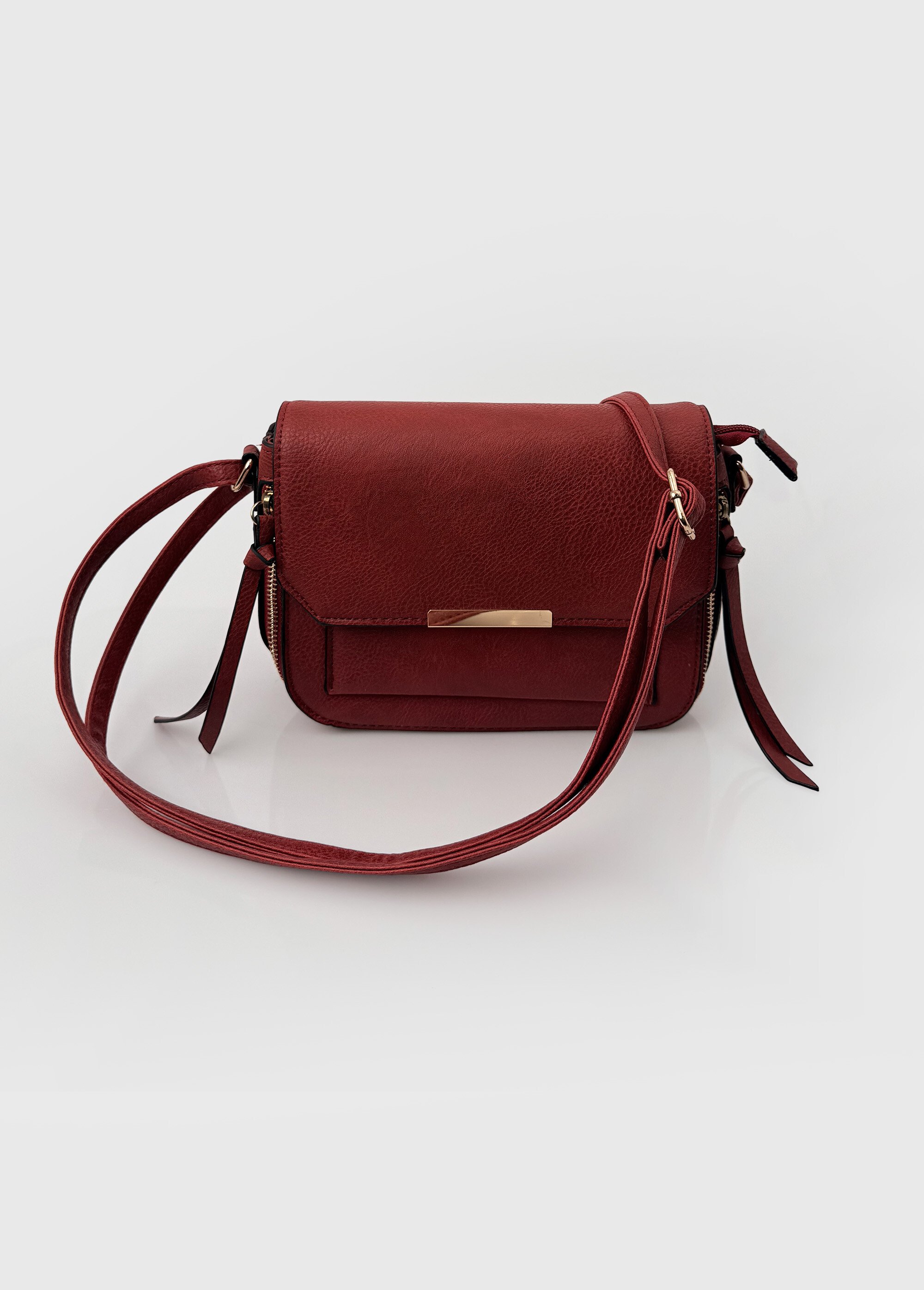 Sac à main compact rabat pressionné Femme Rouge BAG-M-147 FA1