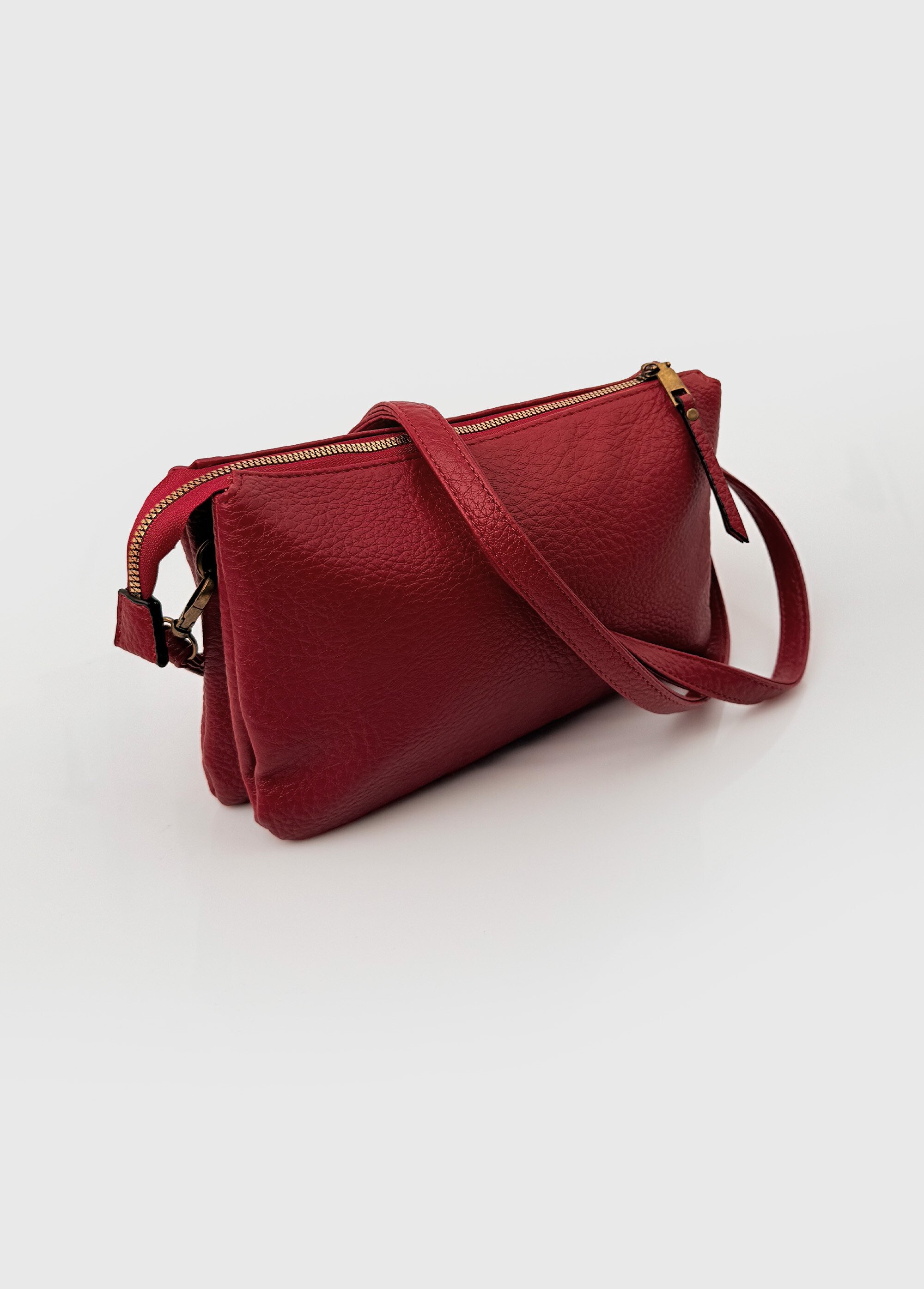 Sac pochette en simili cuir grainé Femme Rouge BAG-M-326 DE1