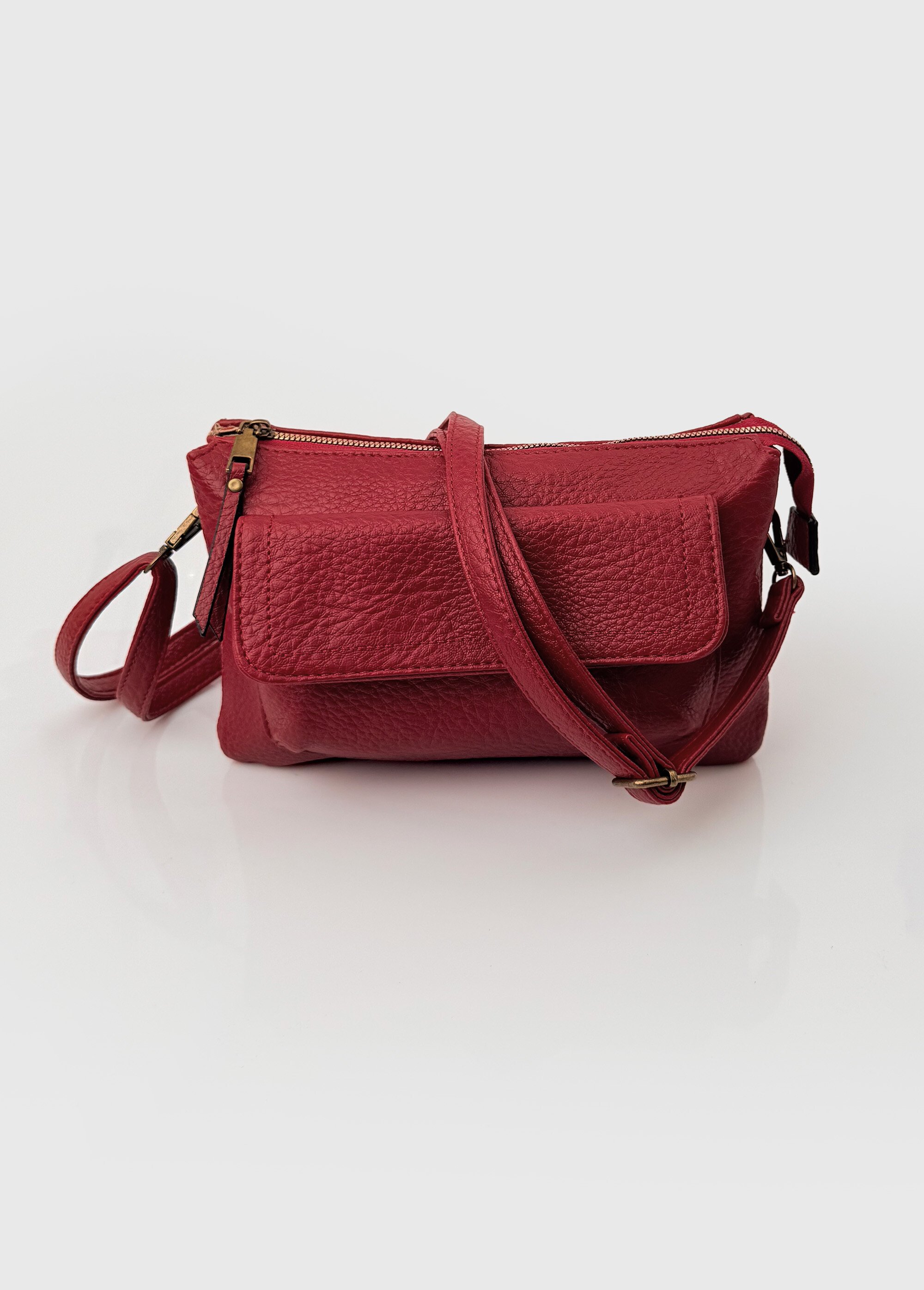 Sac pochette en simili cuir grainé Femme Rouge BAG-M-326 FA1