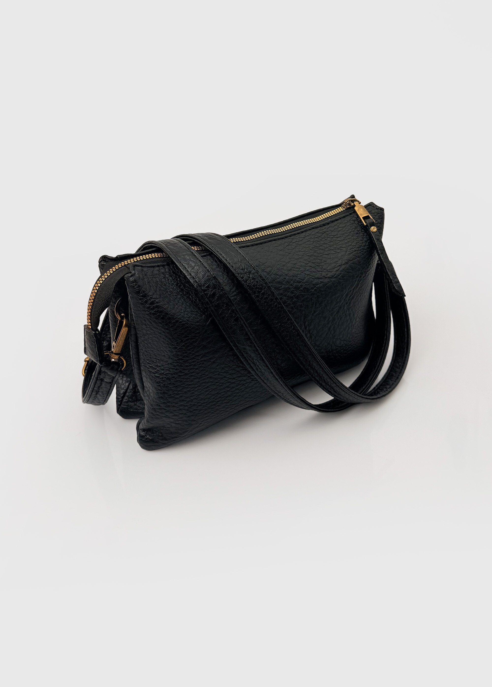 Sac pochette en simili cuir grainé Femme Noir BAG-M-326 DE1