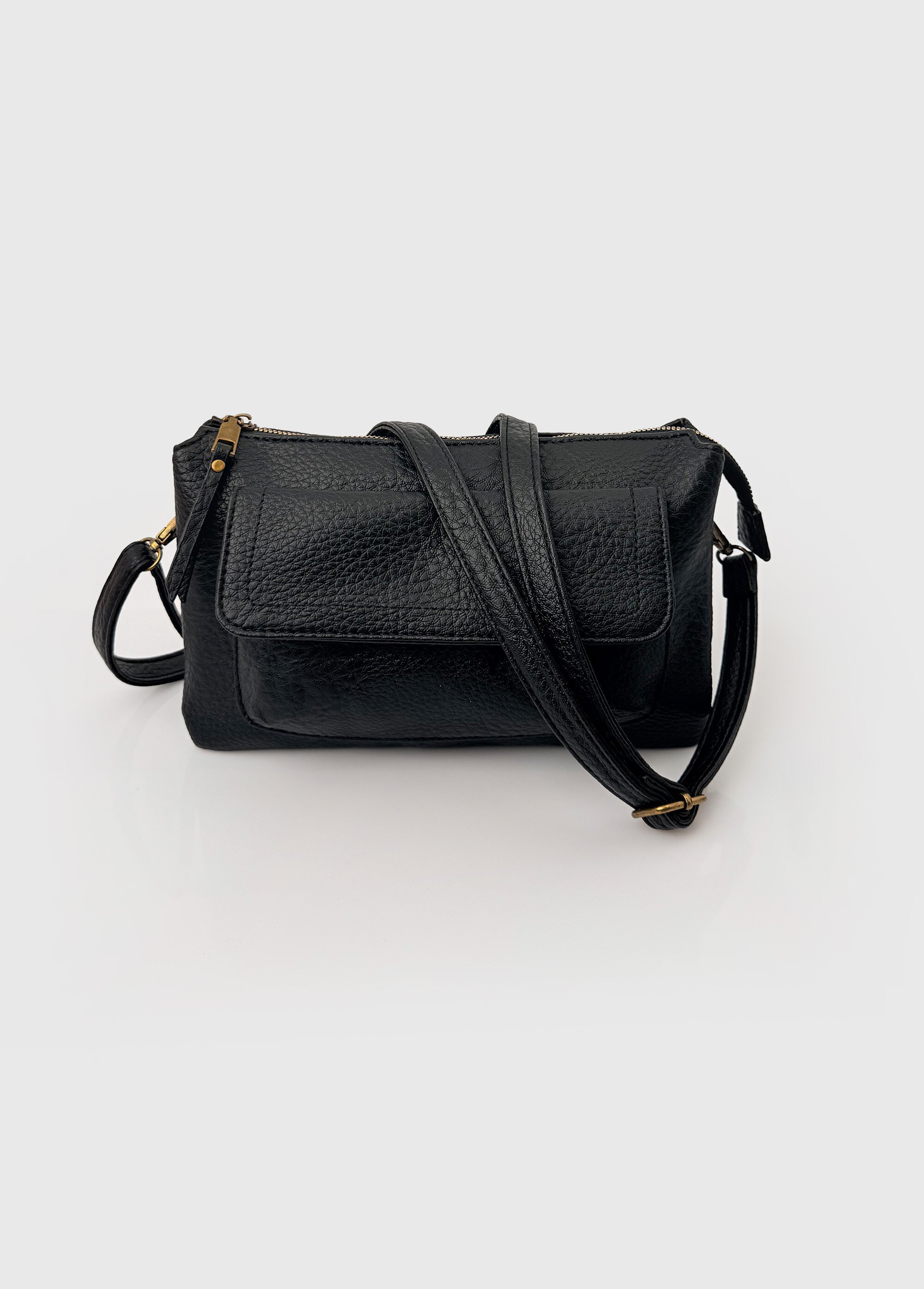 Sac pochette en simili cuir grainé Femme Noir BAG-M-326 FA1