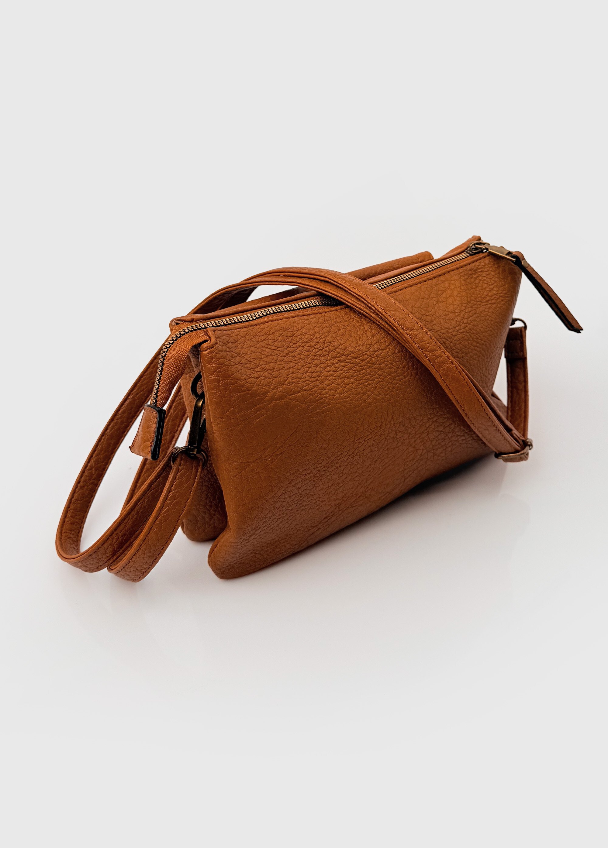 Sac pochette en simili cuir grainé Femme Marron BAG-M-326 DE1