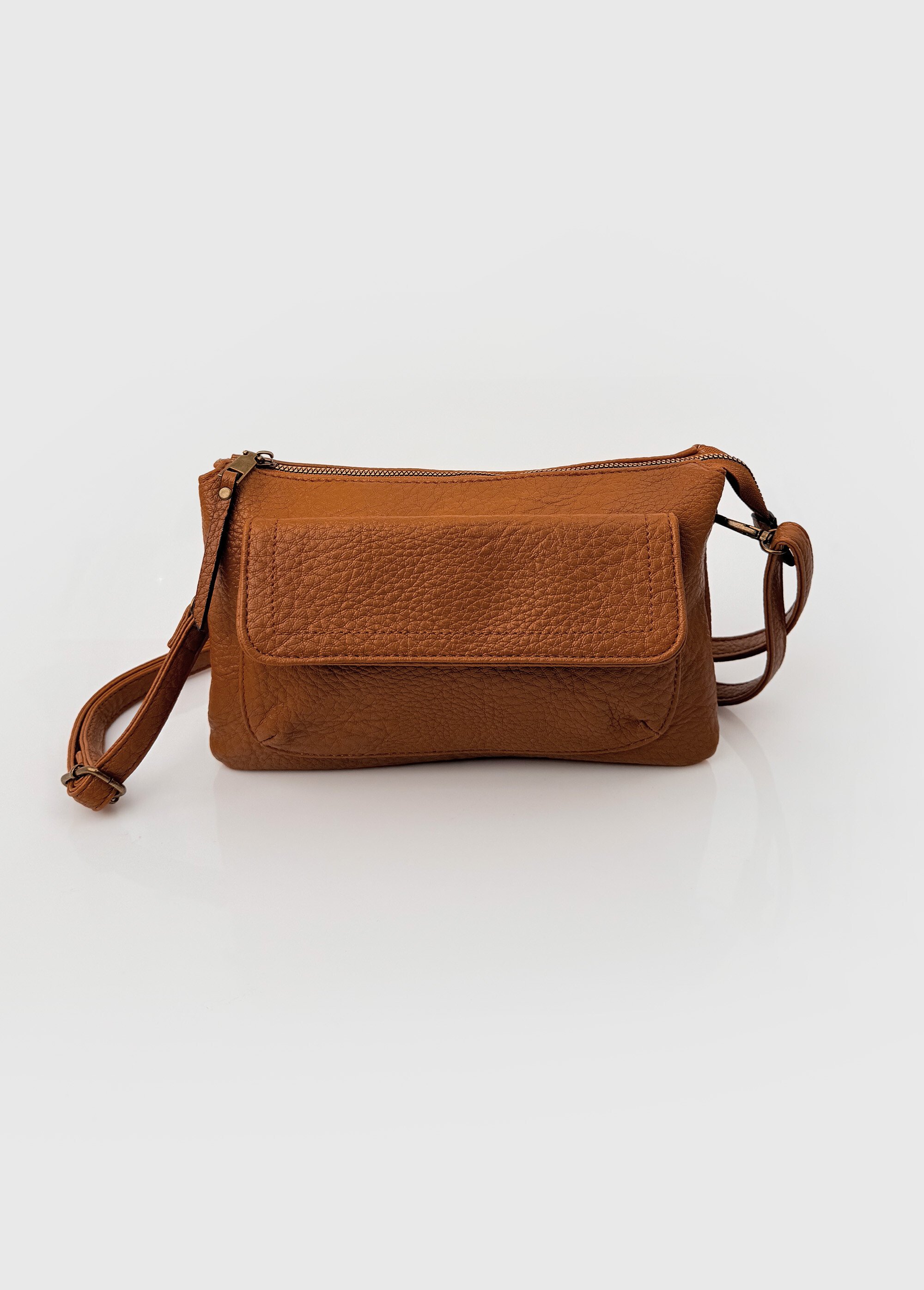Sac pochette en simili cuir grainé Femme Marron BAG-M-326 FA1