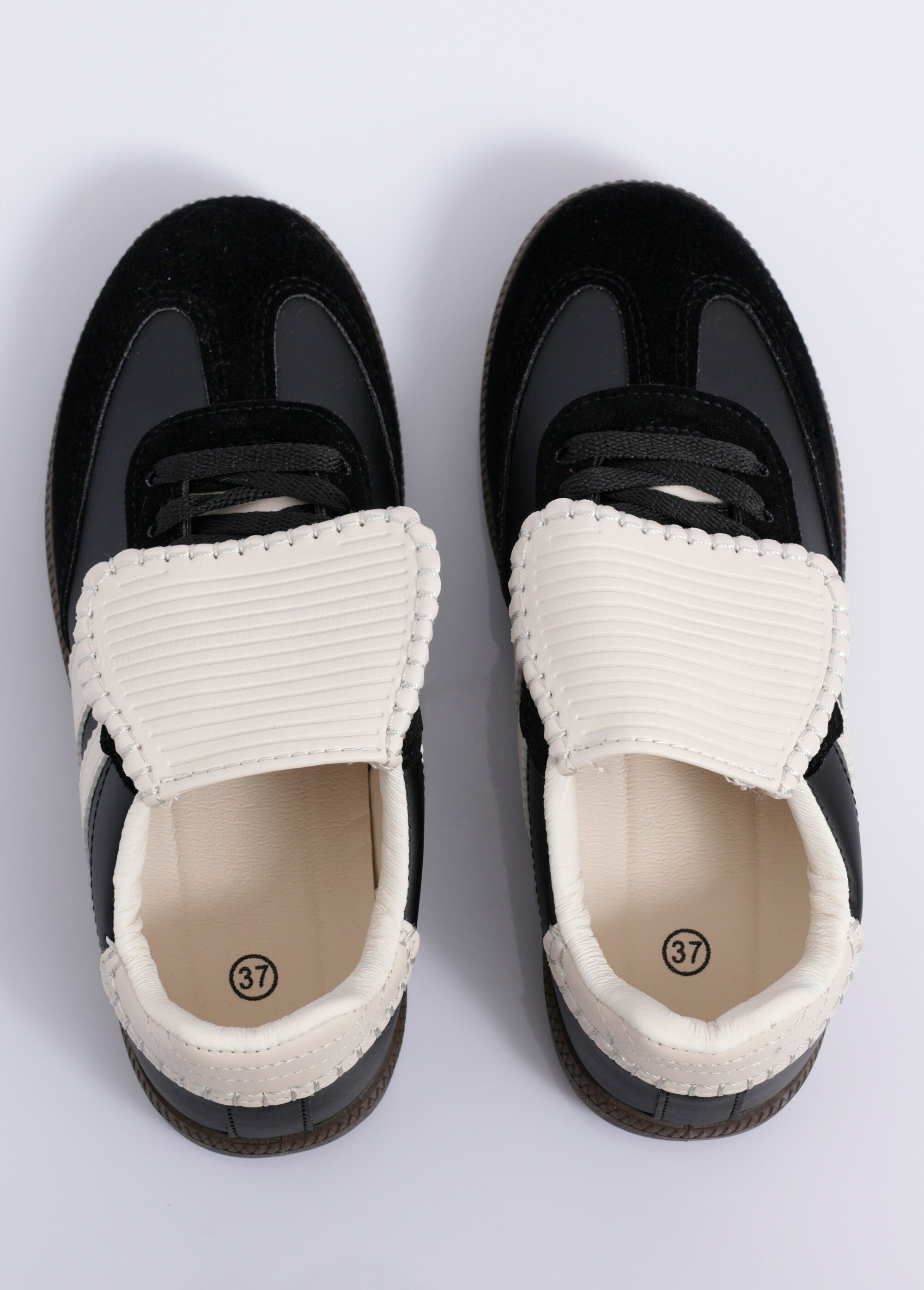 Sneakers avec languette inspiration rétro Femme Noir JOIB-6609 OV1