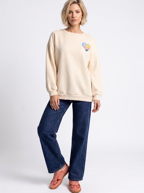 Sweat motif placé devant et dos Beige JSM-TOP3292 SI1