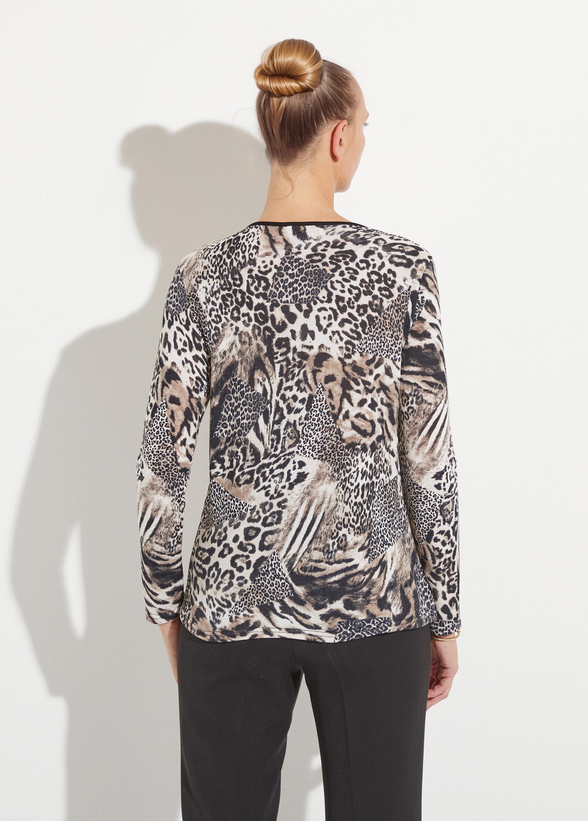 T-shirt col rond imprimé patchwork peau de bête
