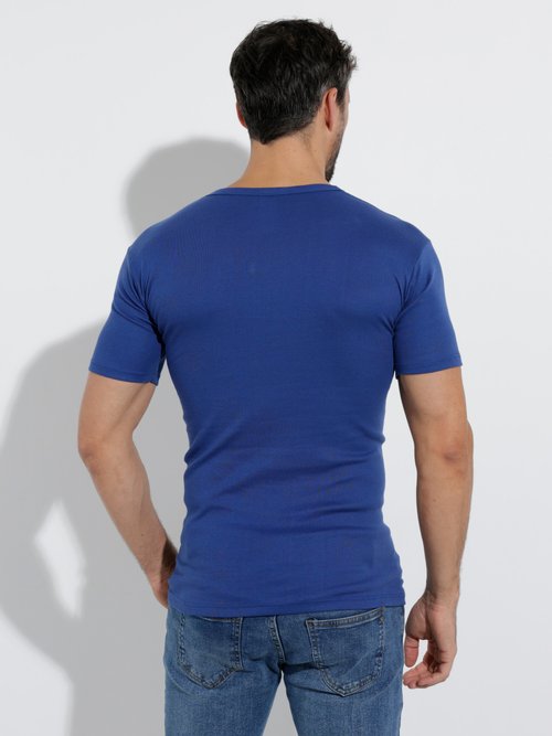 T-shirt col V coton - lot de 3 Homme Bleu ICONE DO1