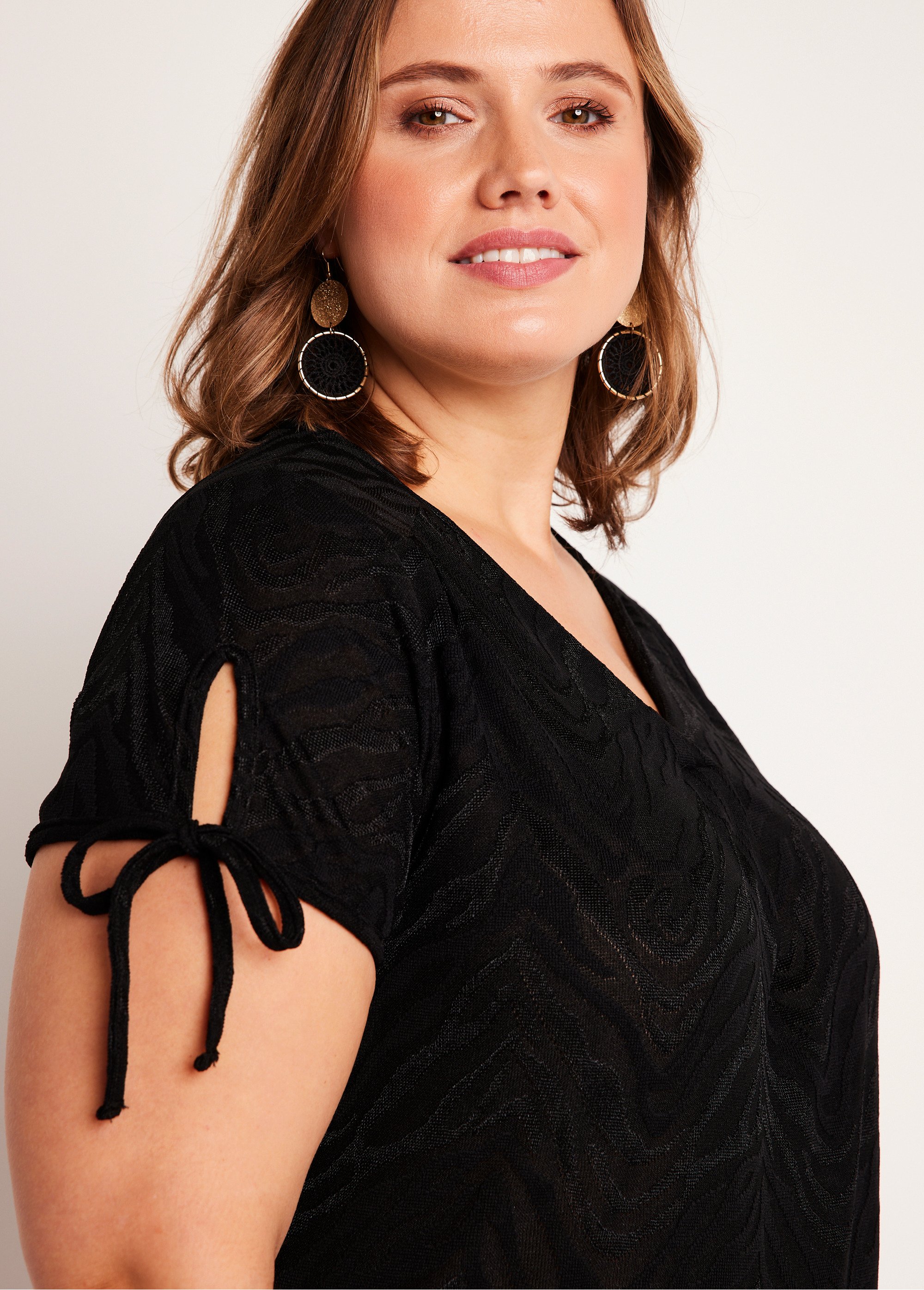 T-shirt long ample col V